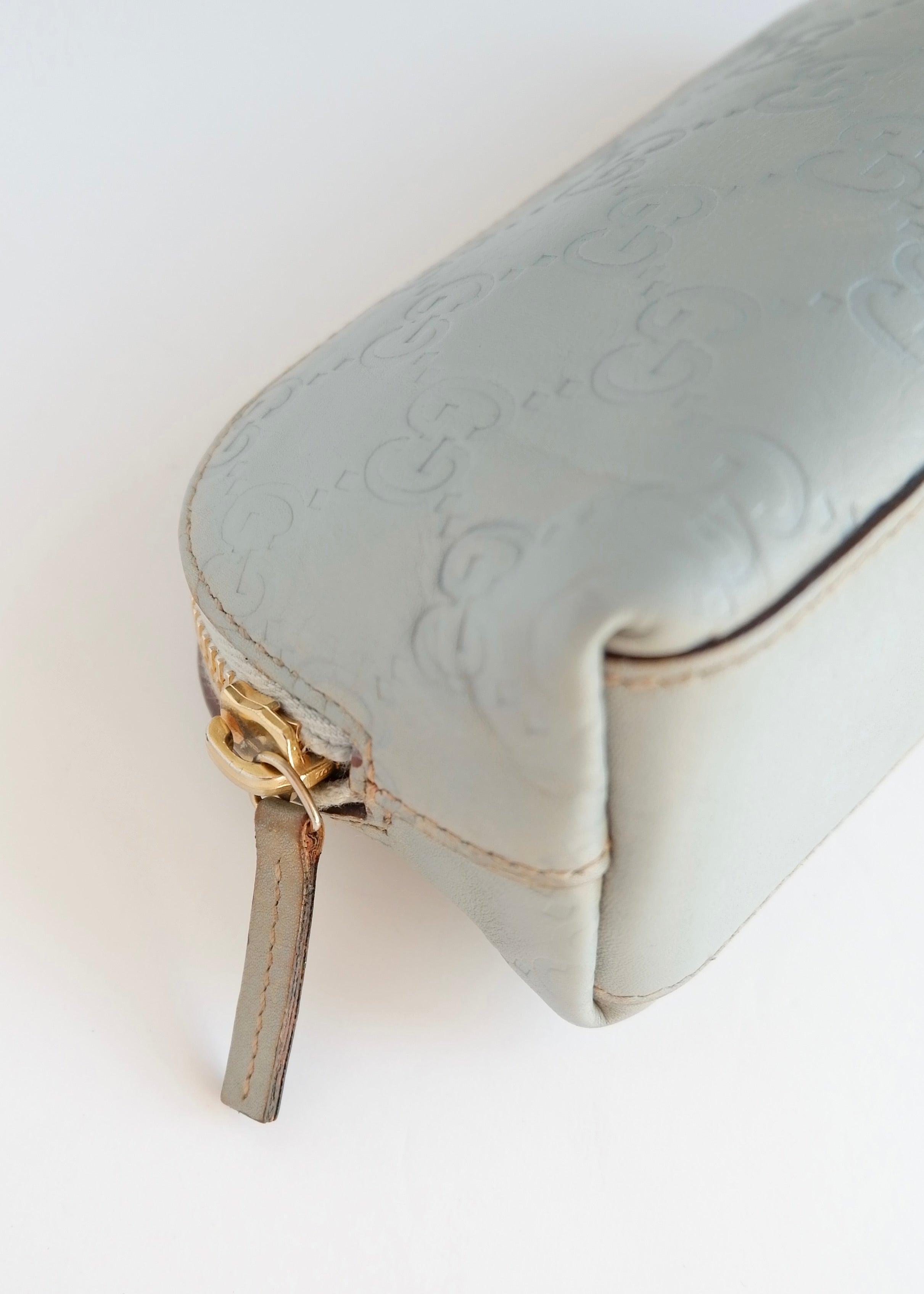 Preowned Gucci Blue Leather GG Pouch