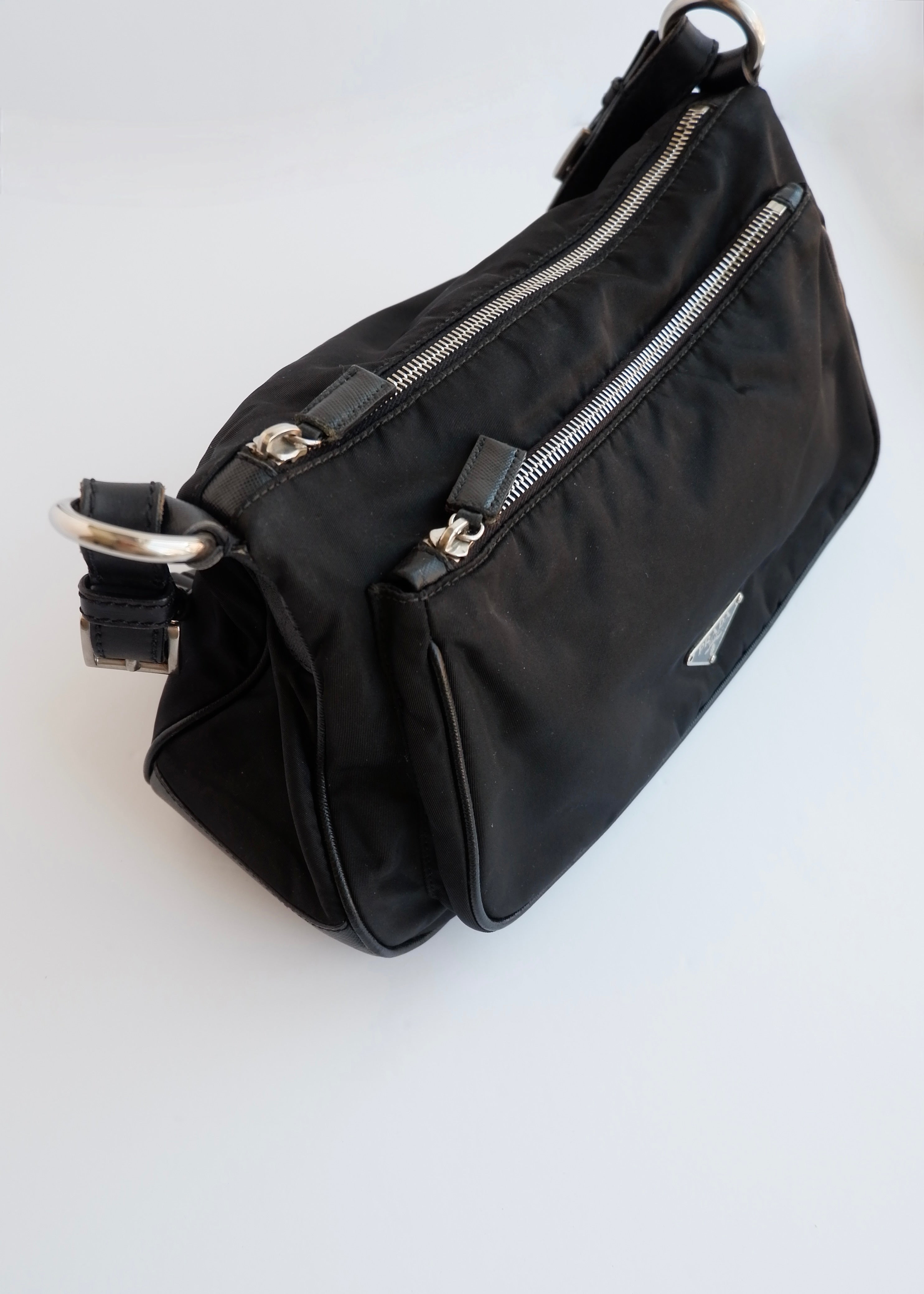 Authentic Preowned Prada Black Nylon Hobo/ Leather Strap Shoulder