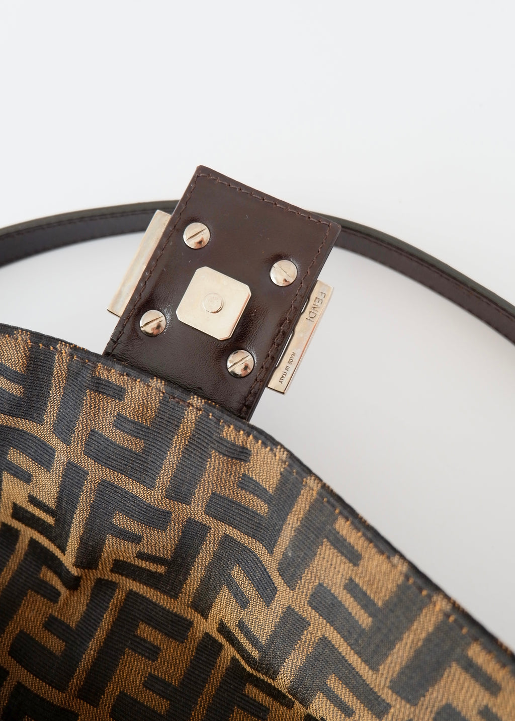 Authentic Preowned Vintage Fendi Brown Zucca Shoulder Bag