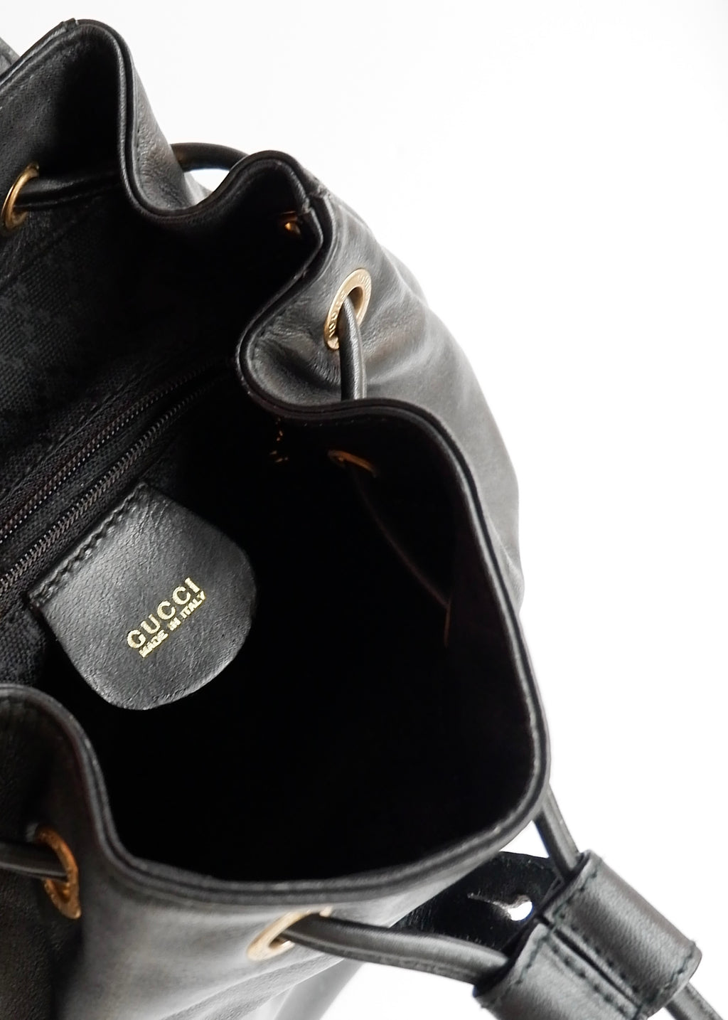 Preowned Gucci Black Leather Bamboo Micro Backpack