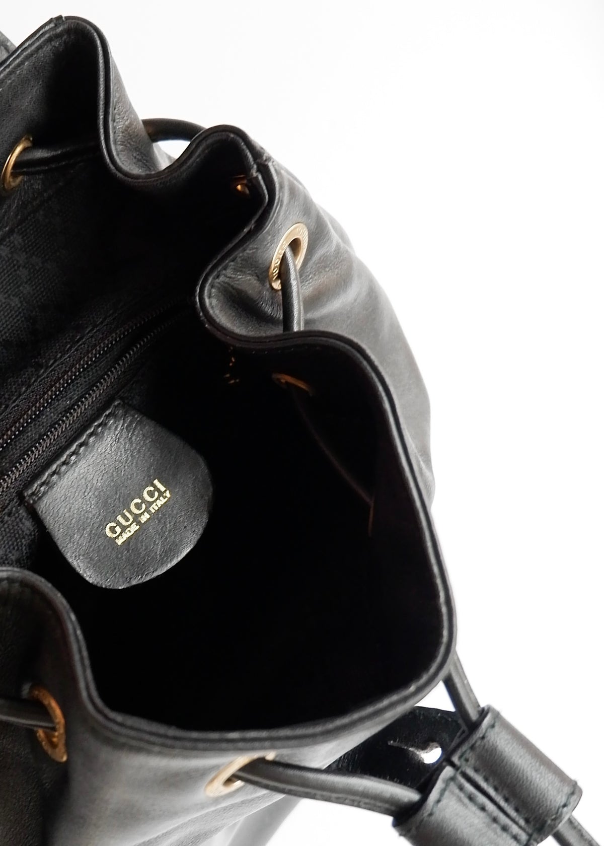 Preowned Gucci Black Leather Bamboo Micro Backpack