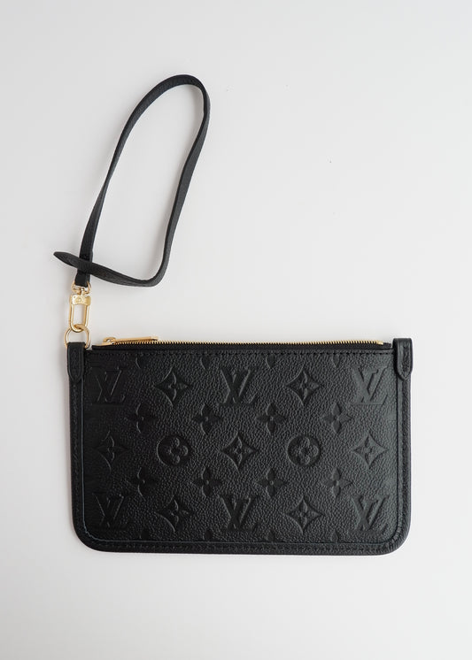 Authentic Preowned Louis Vuitton Black Empreinte Monogram Wrislet Pouch (For Neverfull)