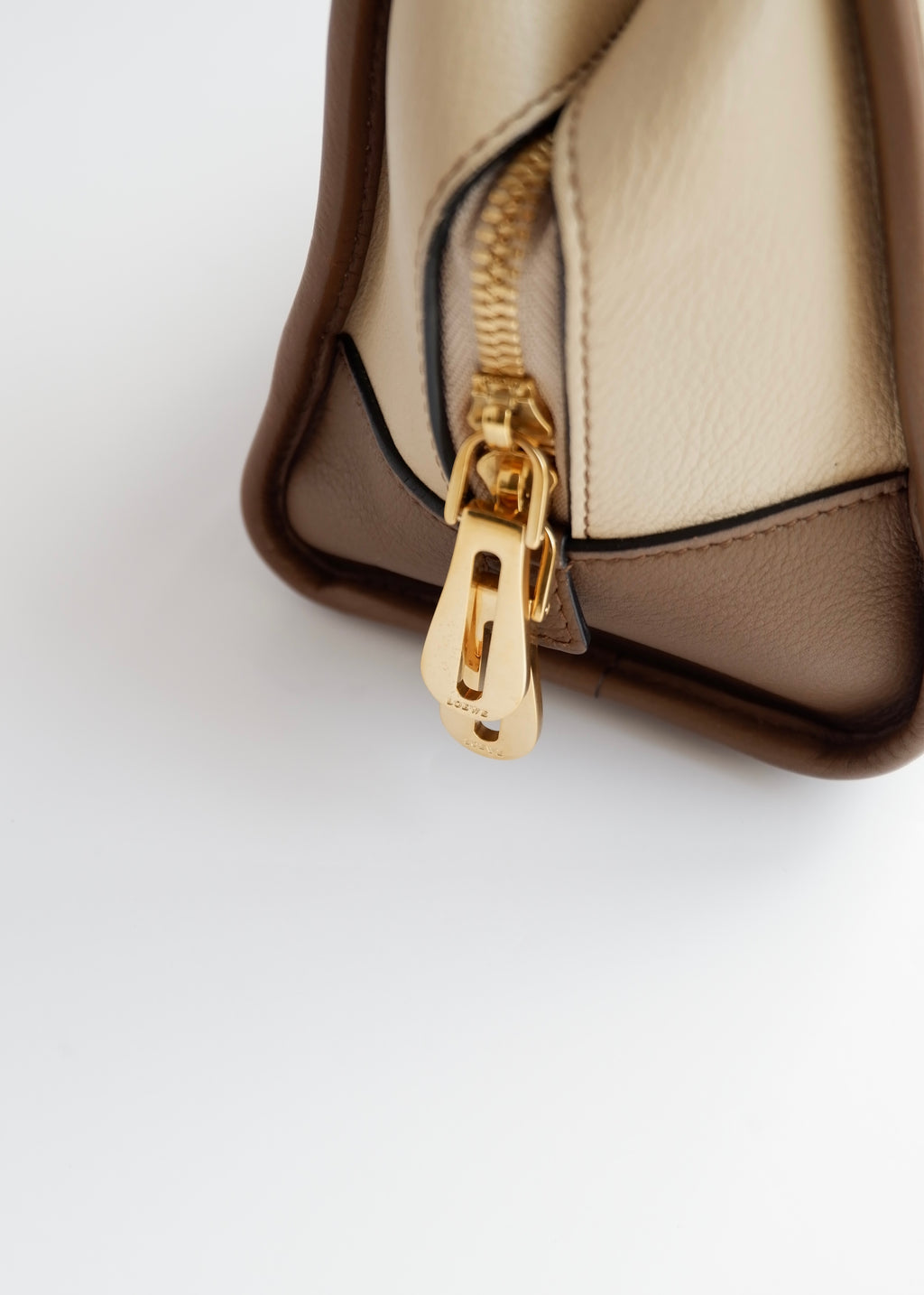 Authentic Preowned Loewe Tricolor (Beige/Brown/Burgundy) Leather Amazona 28 Handbag GHW