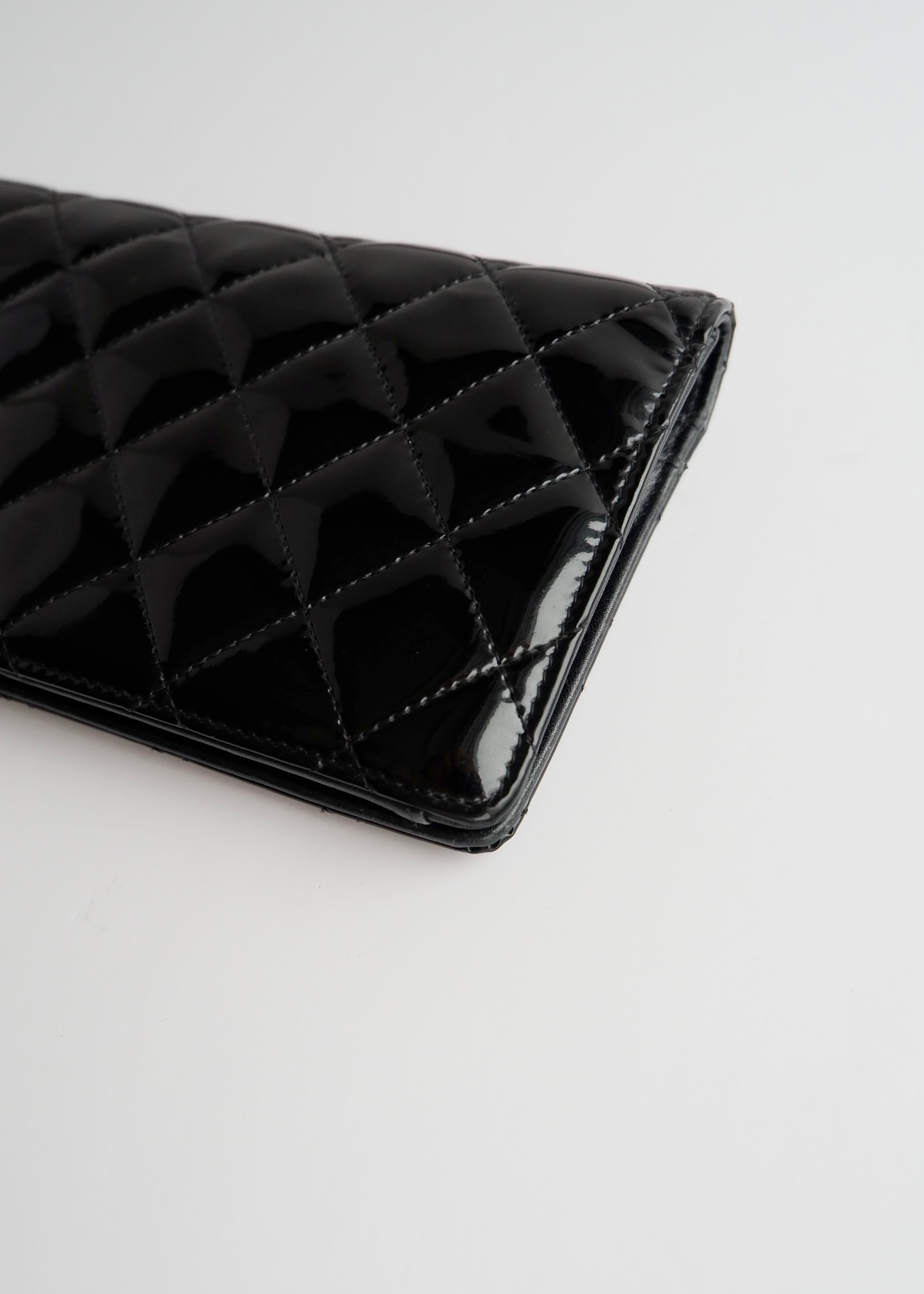 Authentic Preowned Chanel Black Patent Leather Long Wallet