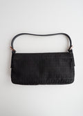 Authentique sac porté épaule Fendi Zucchino en toile noire d'occasion