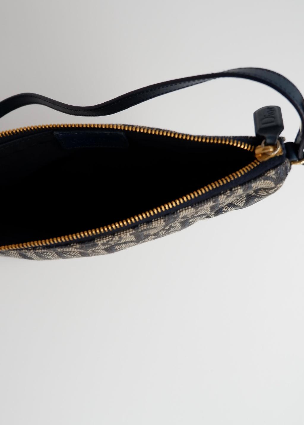 Authentic Preowned Vintage Dior Navy Oblique Canvas Saddle Bag