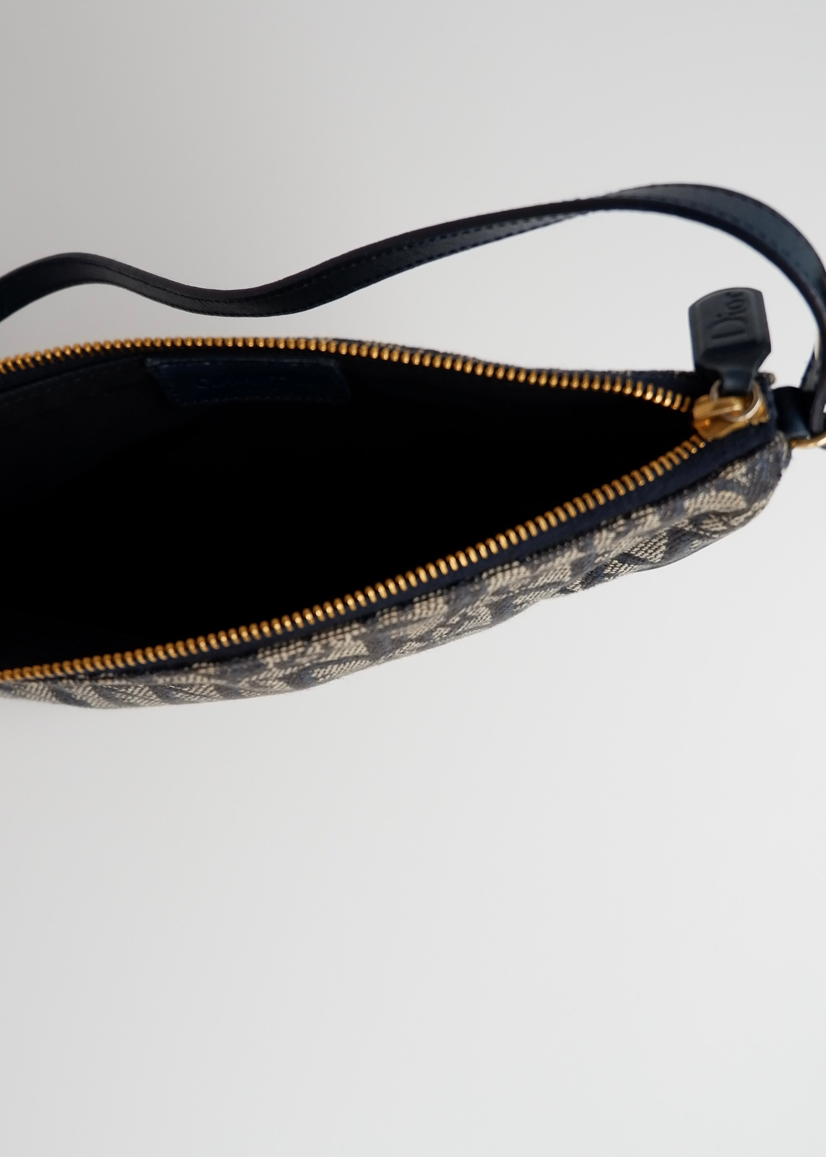 Authentic Preowned Vintage Dior Navy Oblique Canvas Saddle Bag