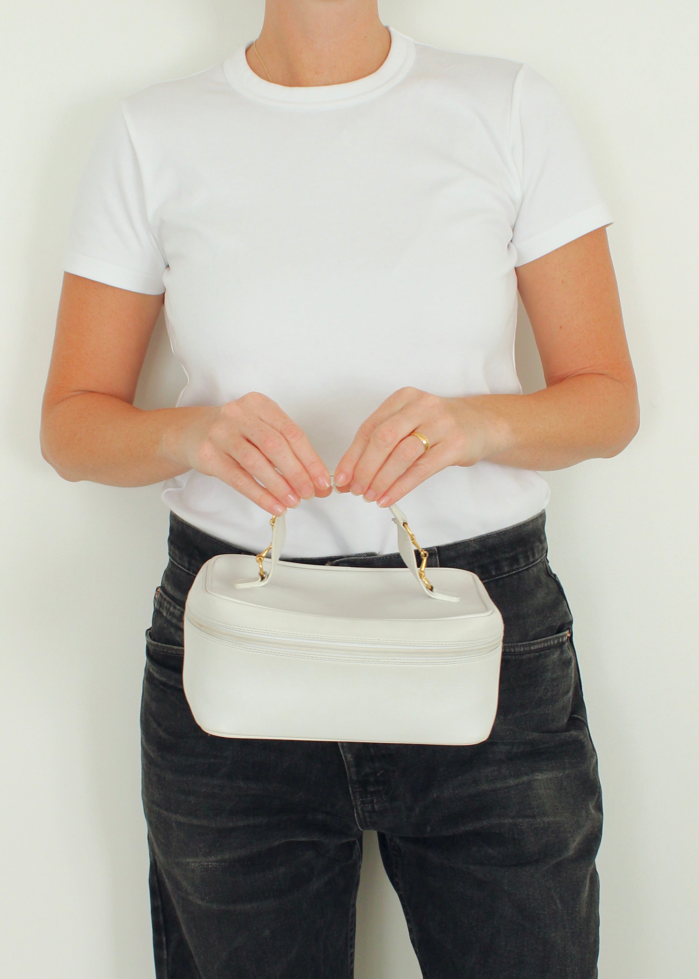 Authentic Preowned Vintage Gucci White Leather Horsebit Vanity Case