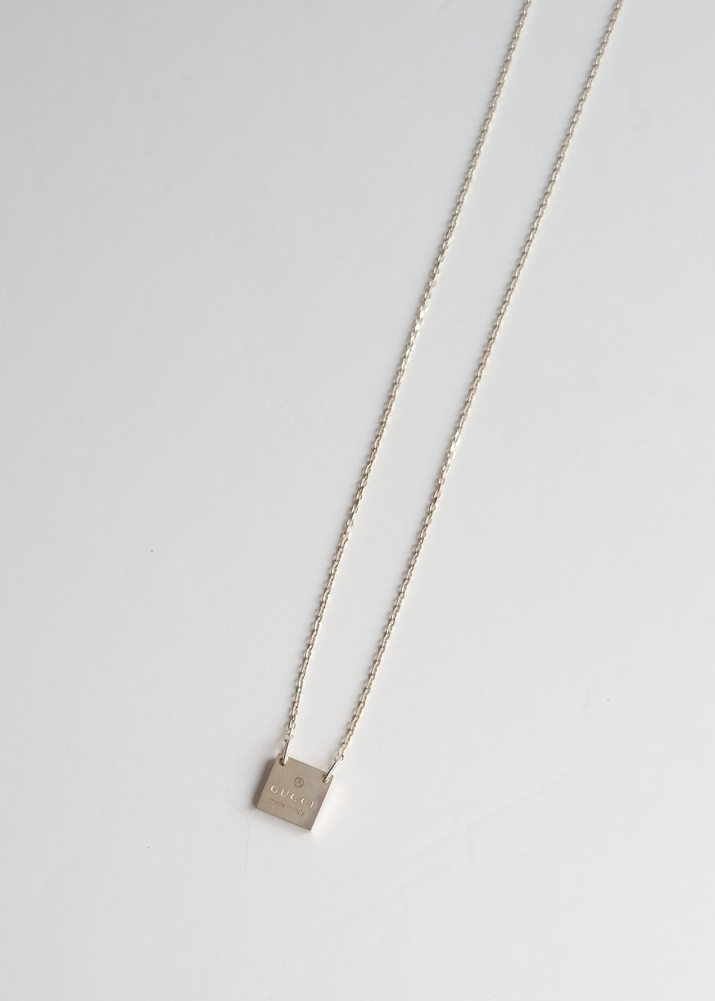 Authentic Preowned Gucci Silver Square Pendant Necklace