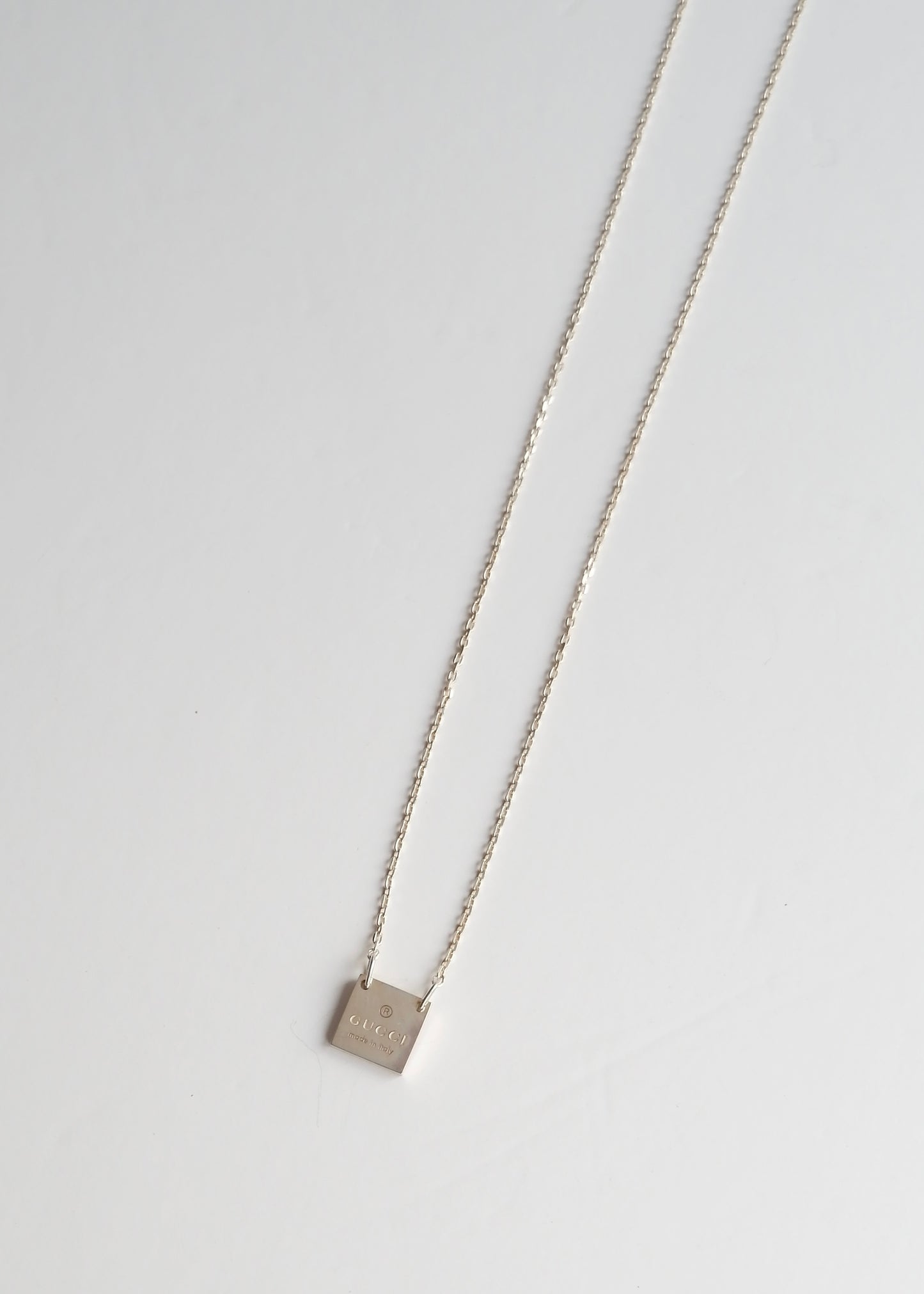 Authentic Preowned Gucci Silver Square Pendant Necklace