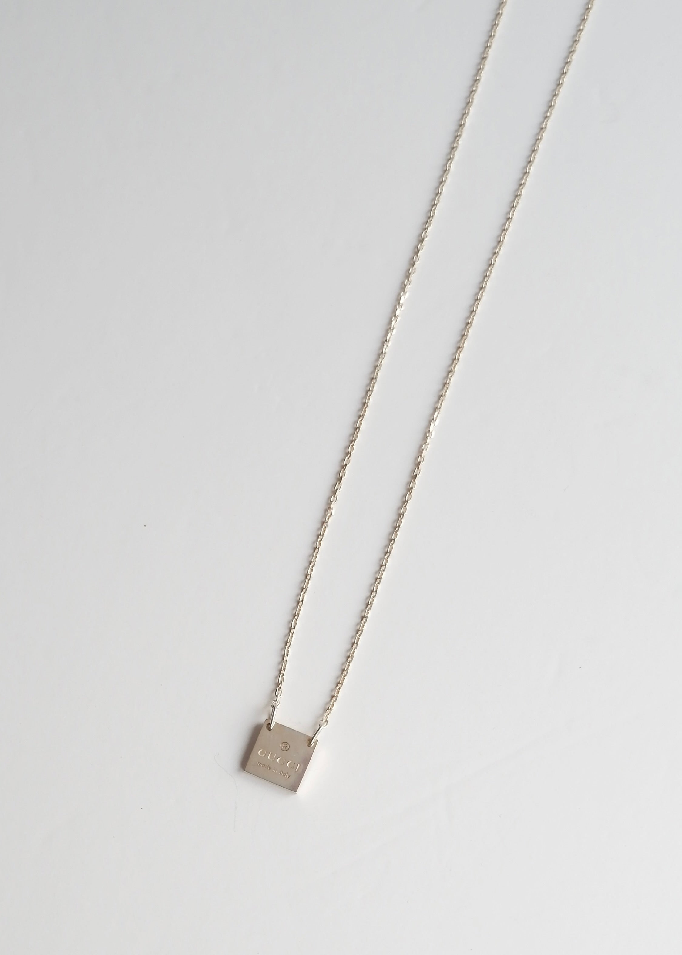 Authentic Preowned Gucci Silver Square Pendant Necklace