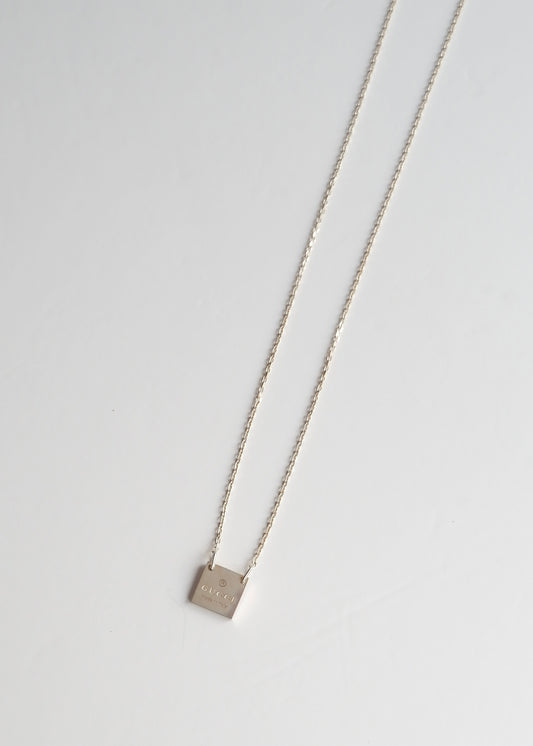Authentic Preowned Gucci Silver Square Pendant Necklace