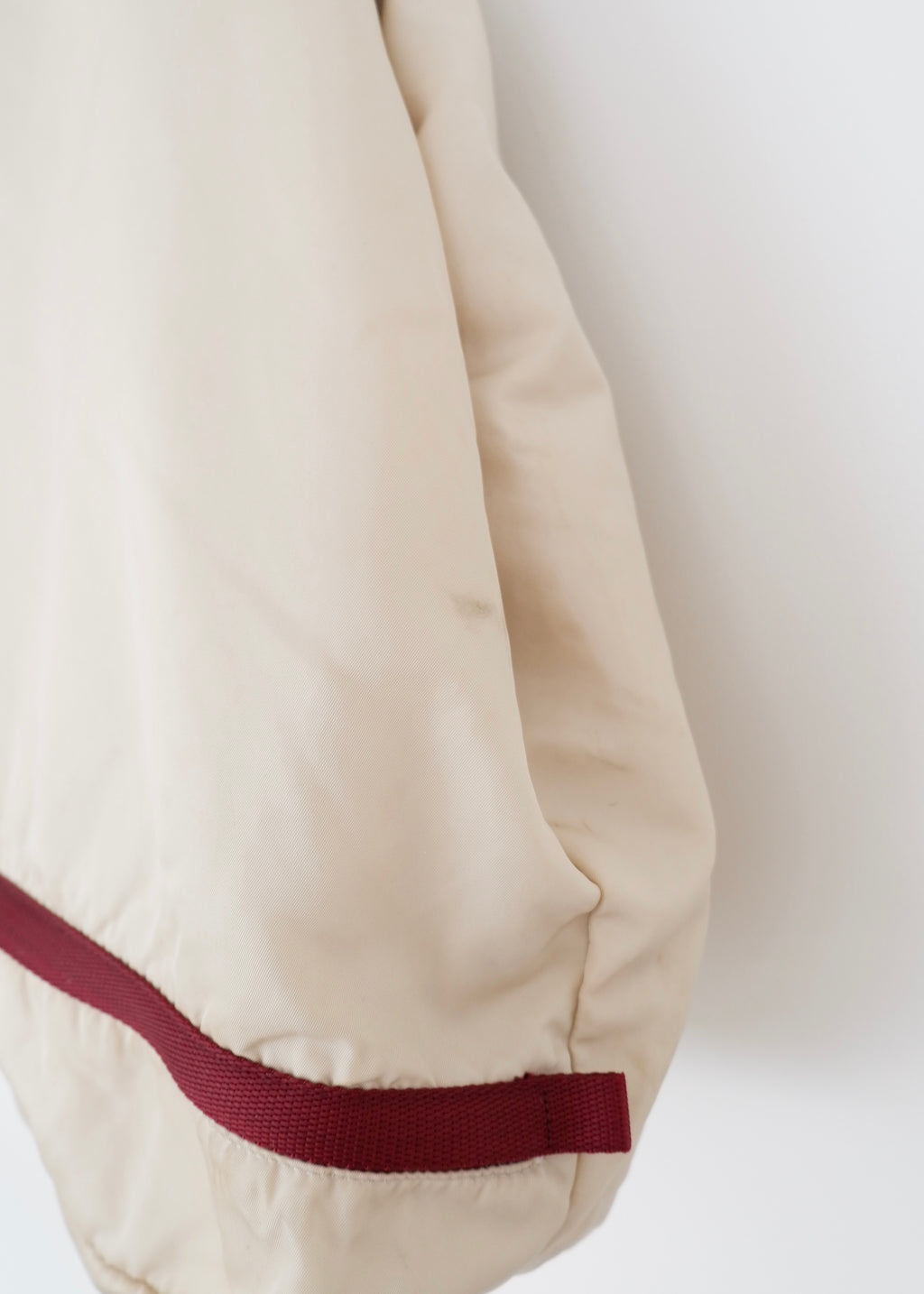 Authentic Preowned Prada Beige/ Burgundy Nylon Oversized Tote Bag