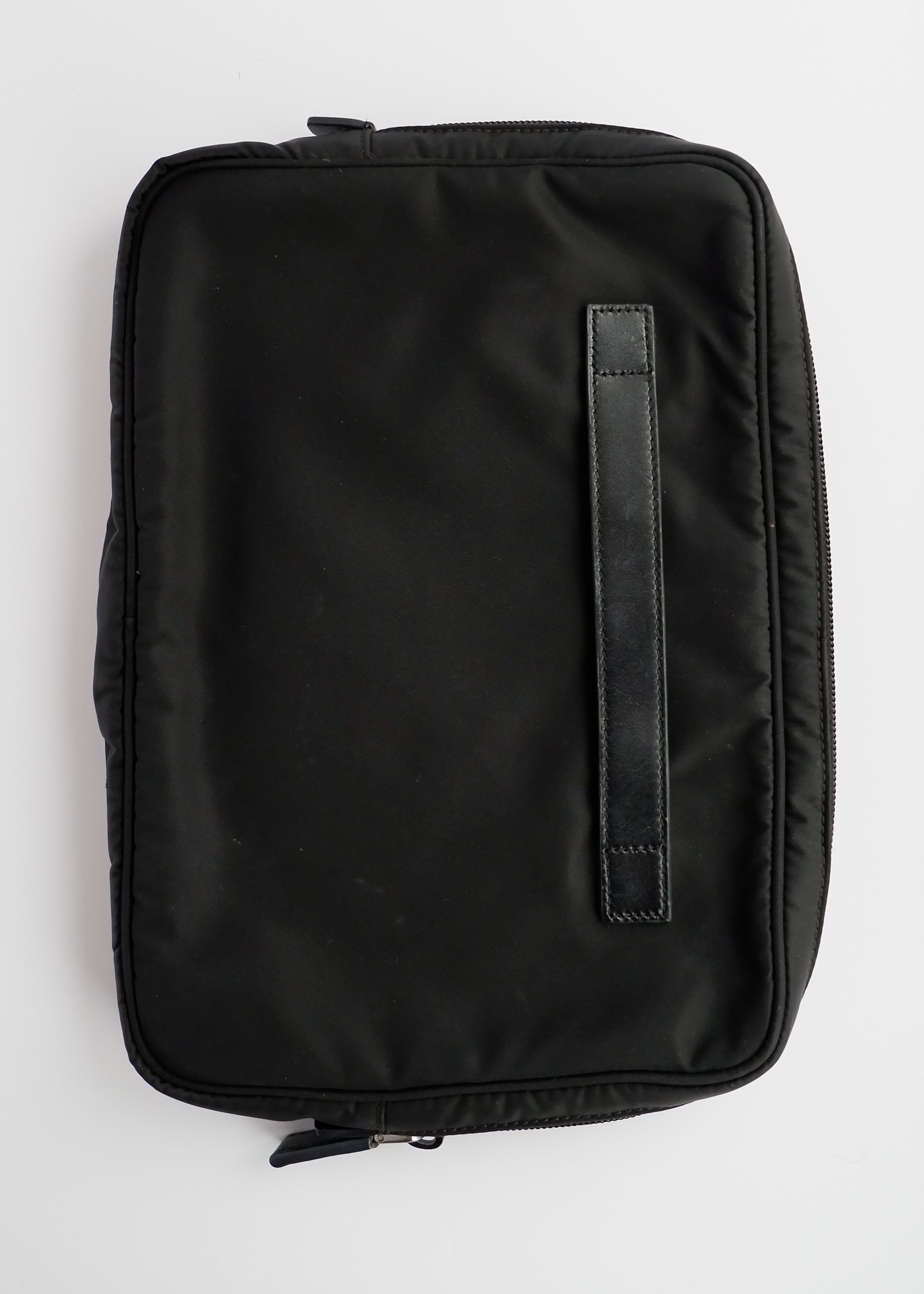 Authentic Preowned Prada Black Nylon/ Leather Hand Pouch