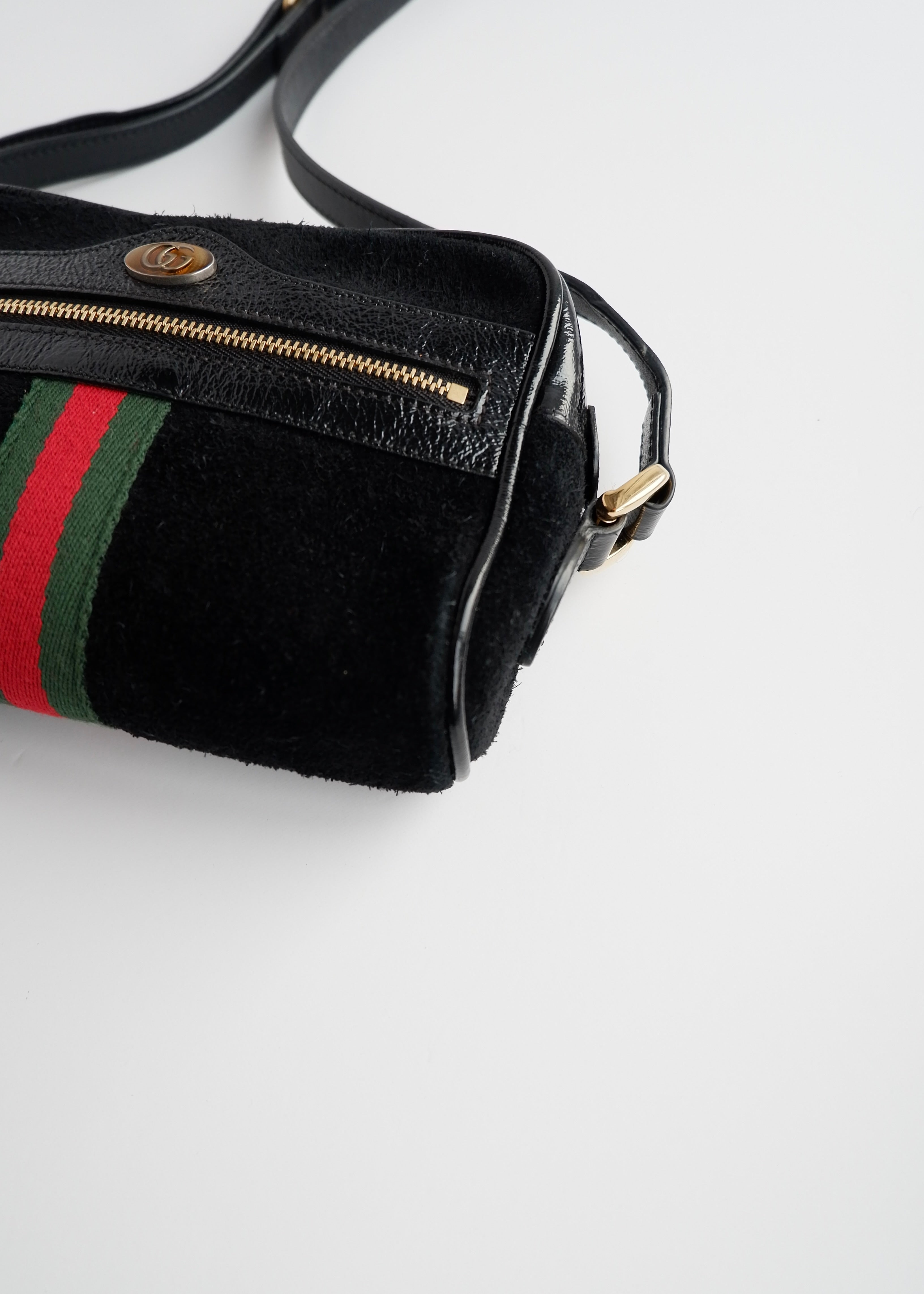 Authentic Preowned Gucci Black Suede Ophidia Mini Crossbody Bag