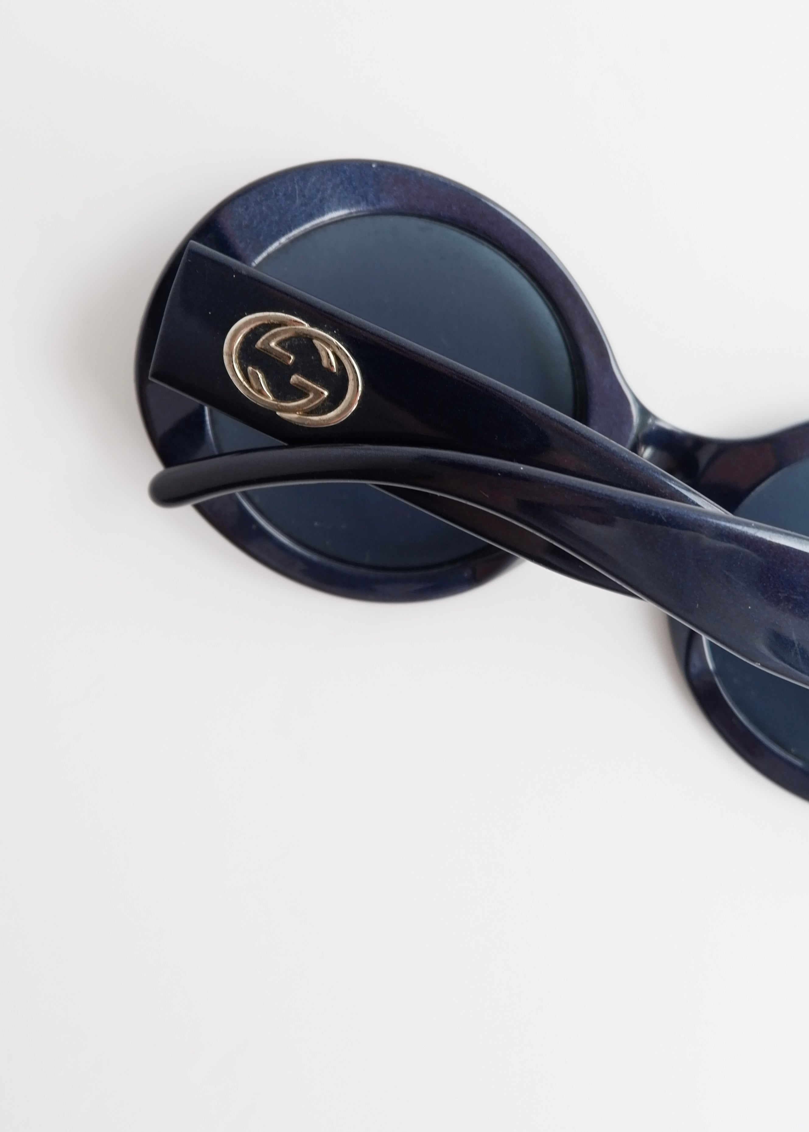 Authentic Preowned Gucci Navy Blue Round Frame Sunglasses