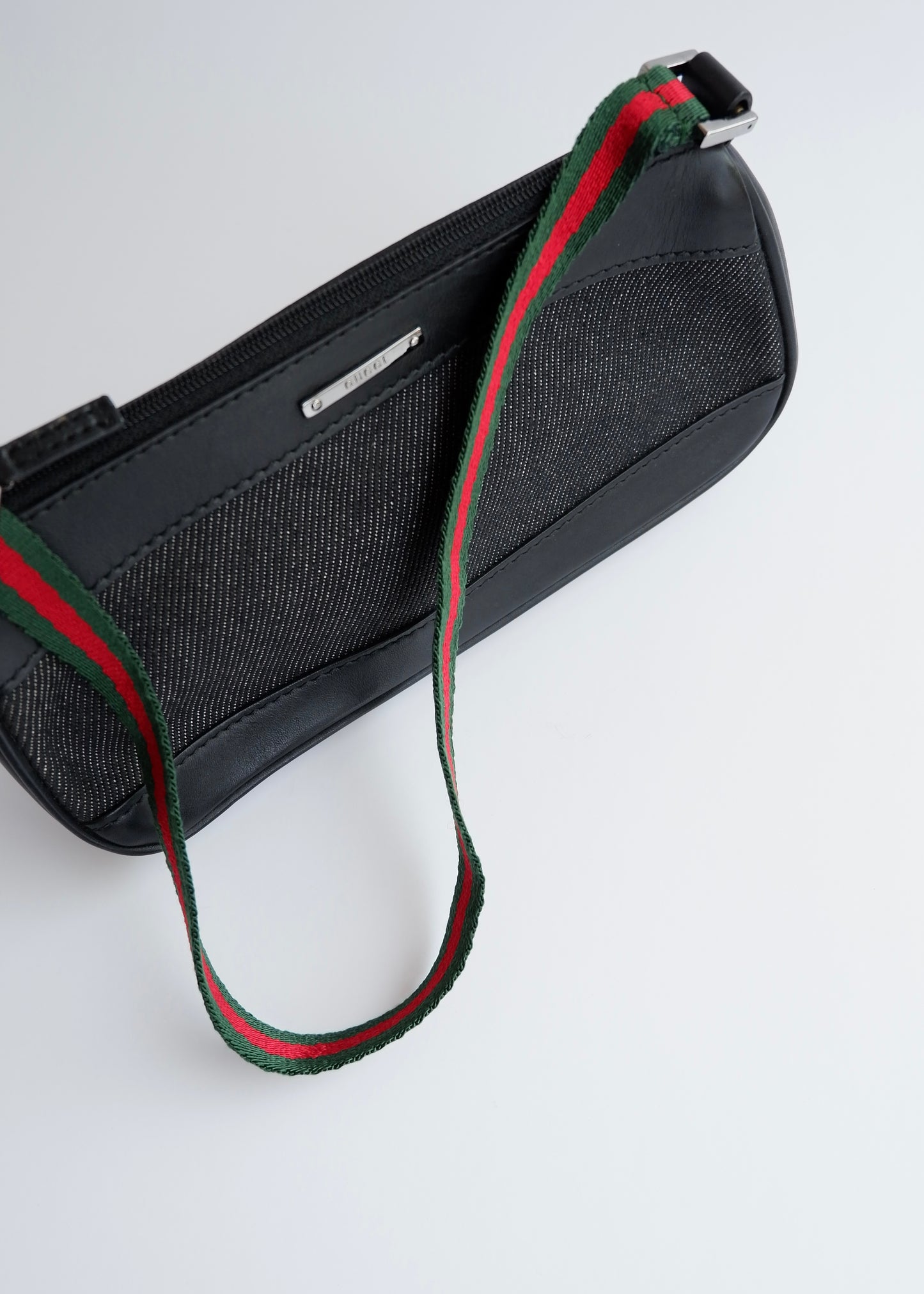 Authentic Preowned Gucci Black Denim/ Leather Sherry Line Micro Shoulder Bag