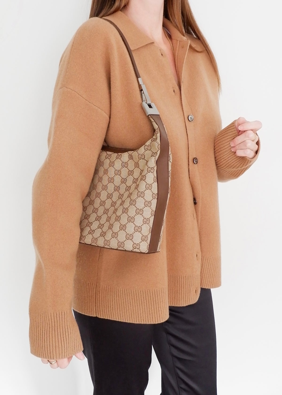 Preowned Gucci Brown GG Canvas Shoulder Bag