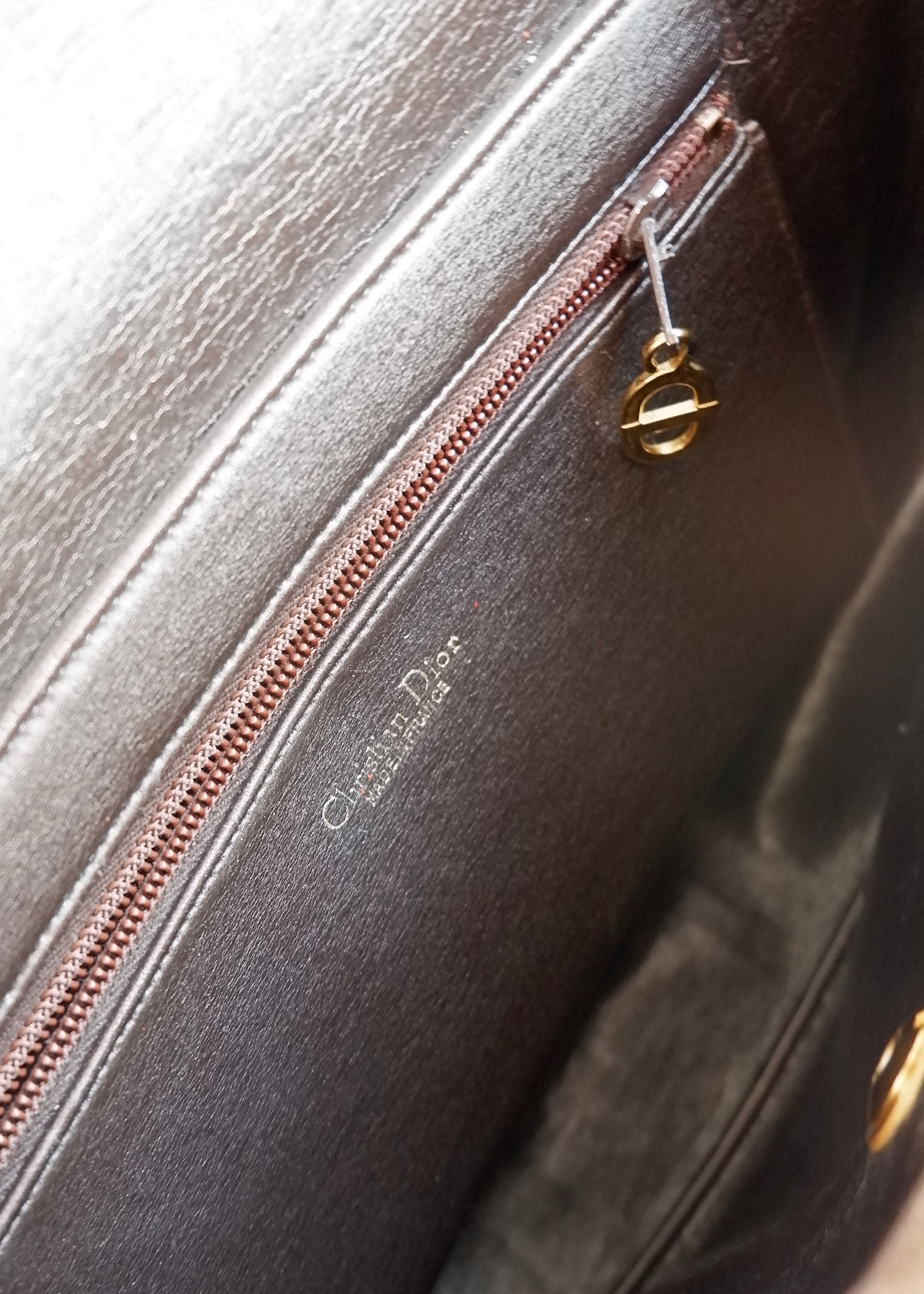 Preowned Vintage Dior Brown Trotter Shoulder Bag