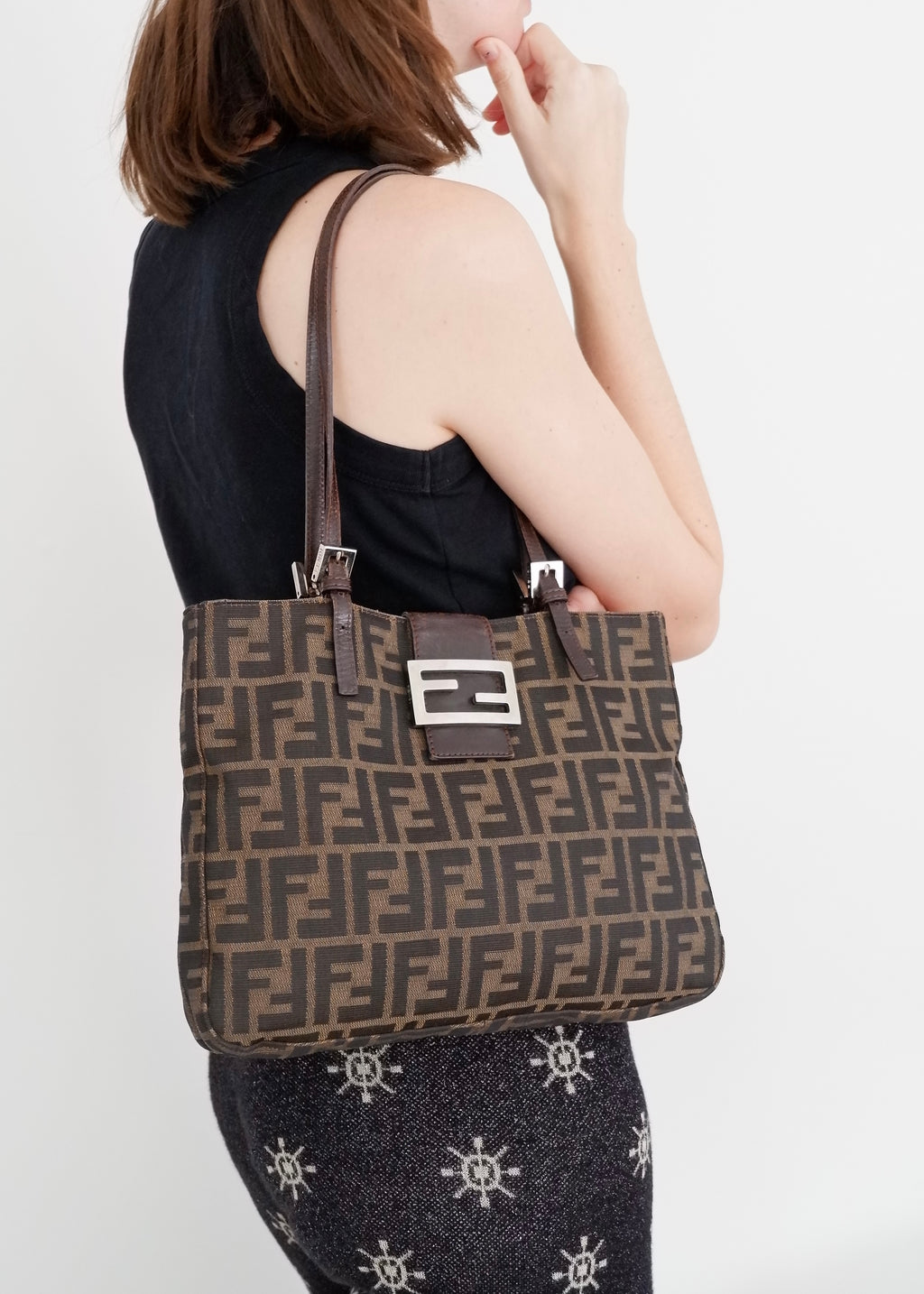Sac cabas/sac à bandoulière Fendi Zucca authentique d'occasion