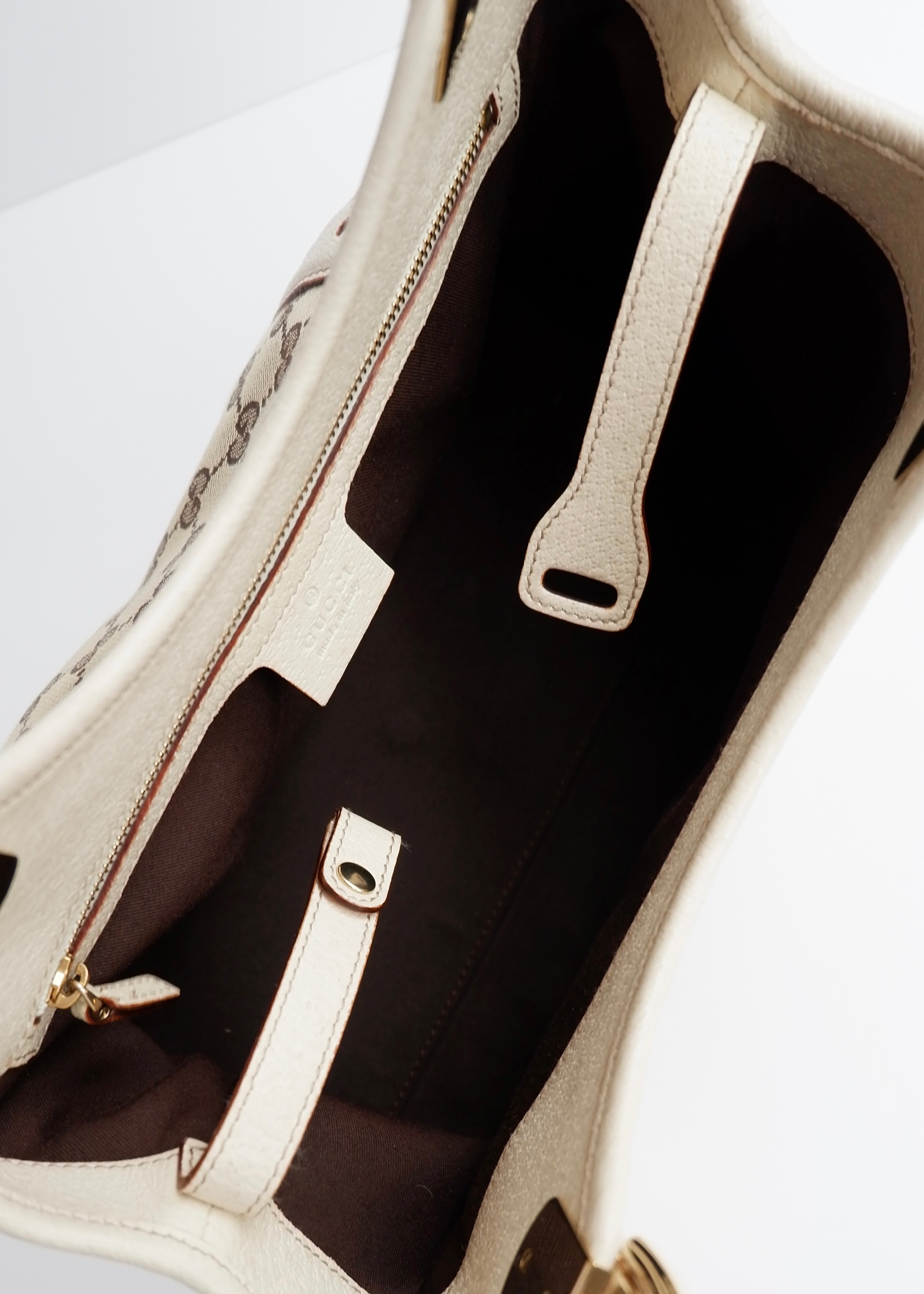 Authentic Preowned Gucci White GG Canvas/Leather Small Shoulder Bag