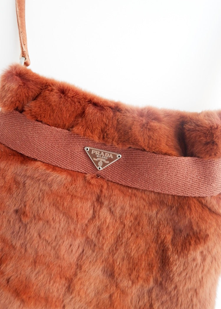 Authentic Preowned Prada Brown Faux Fur Handbag