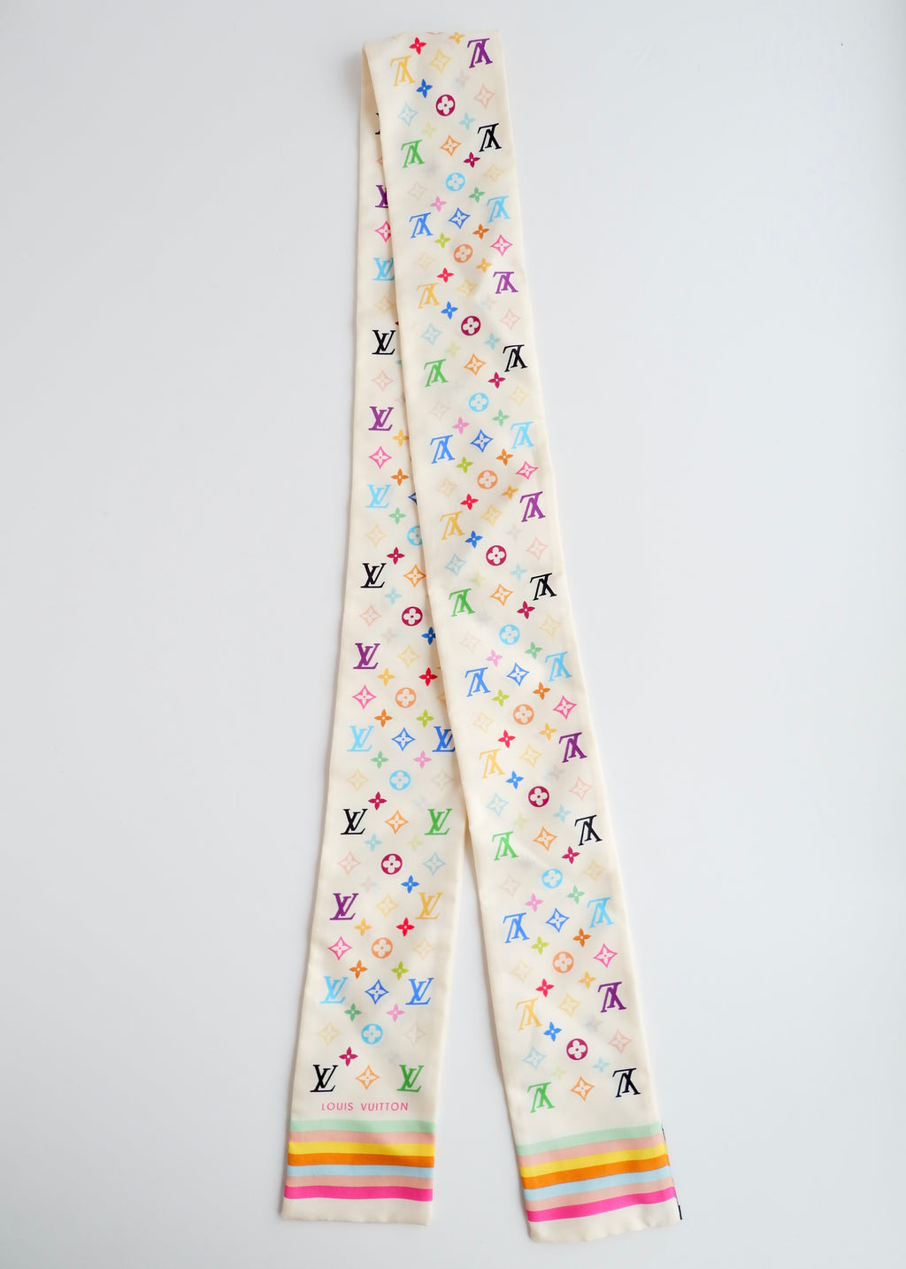 Authentic Preowned Louis Vuitton Monogram Multicolored Takashi Murakami Silk Scarf