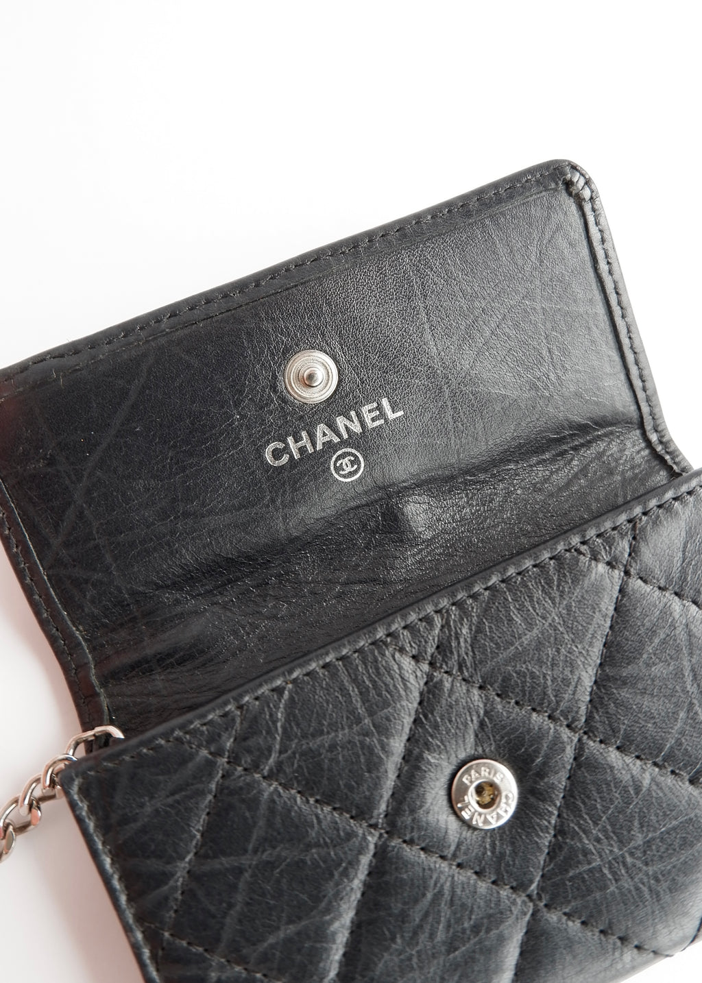 Authentic Preowned Chanel Black Leather Cambon Key Case