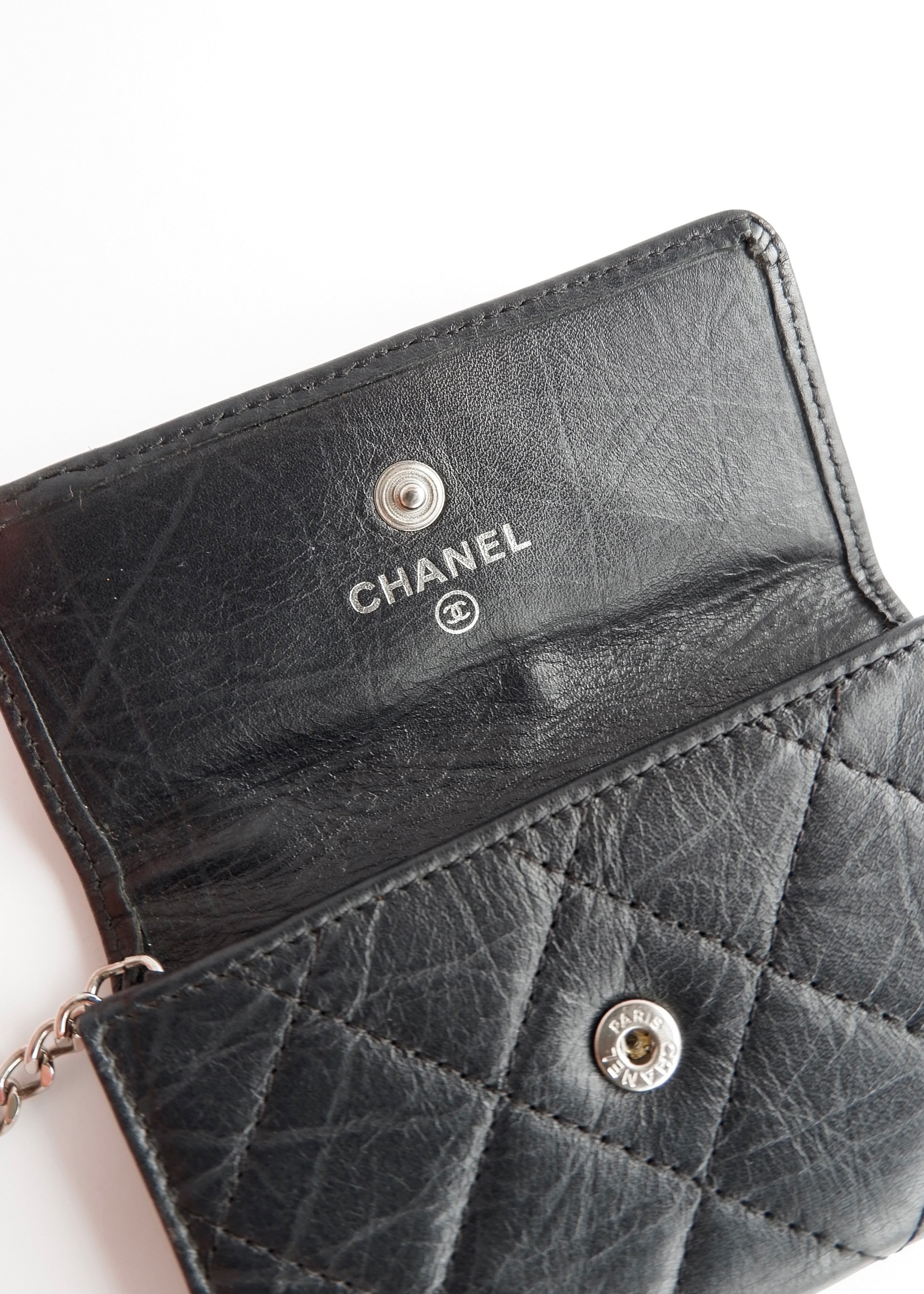 Authentic Preowned Chanel Black Leather Cambon Key Case
