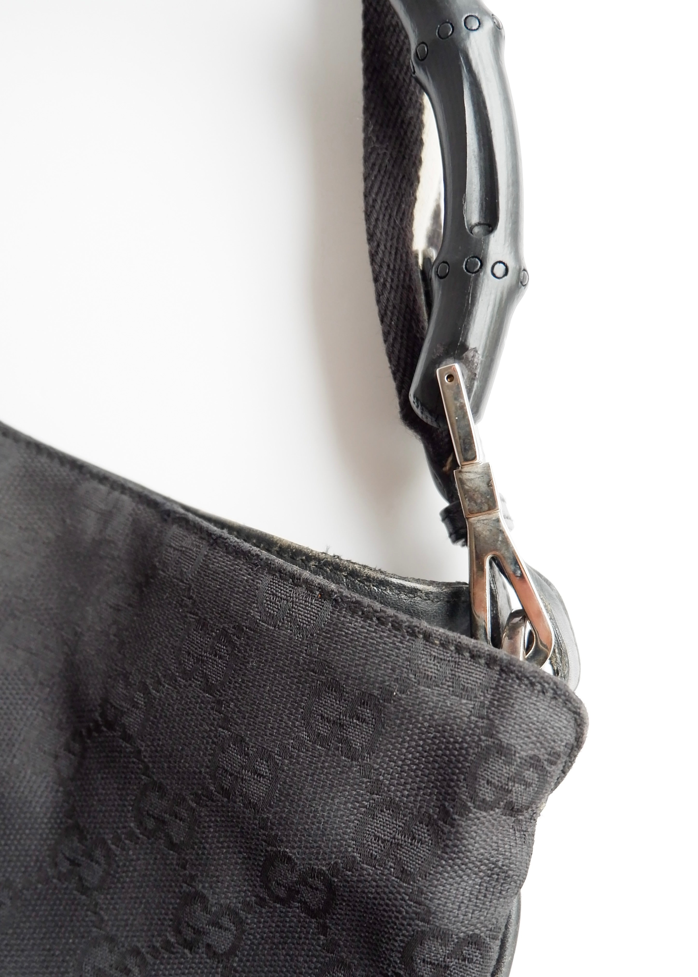Authentic Preowned Gucci Black GG Canvas Two Strap Shoulder Bag