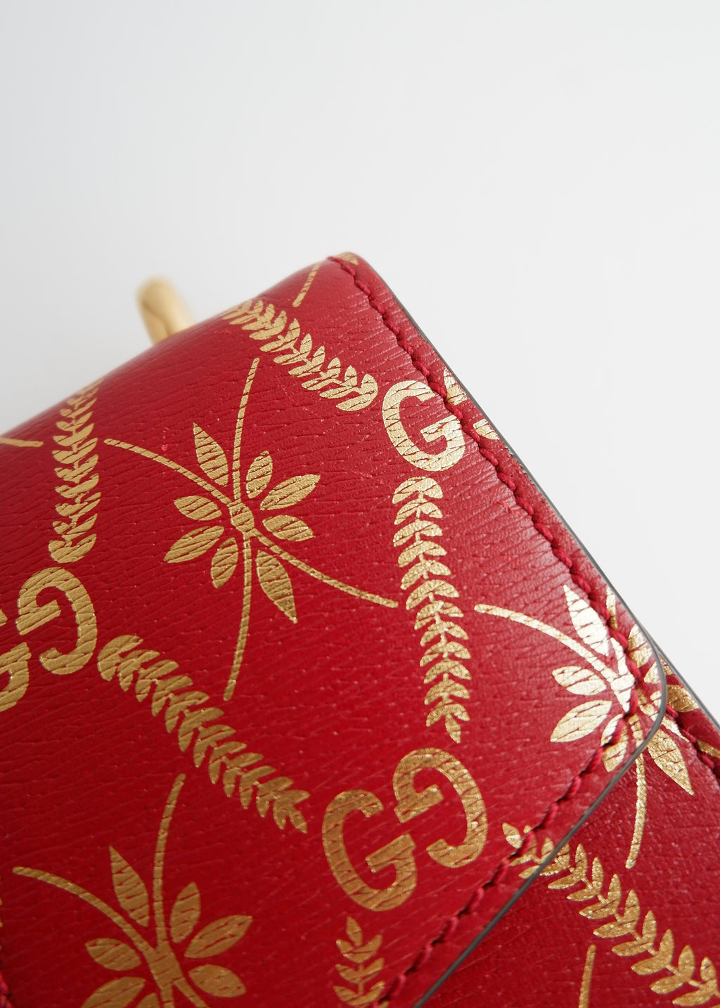 Authentic Preowned Gucci Red/Gold Leather Sylvie Bag