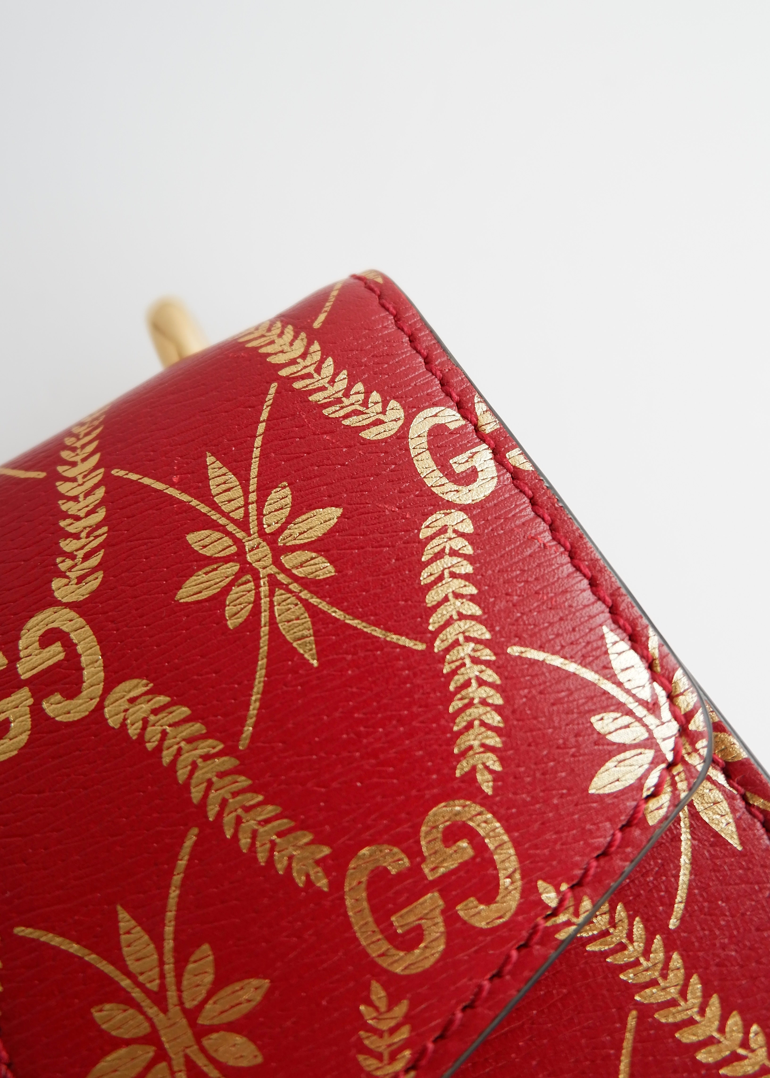 Authentic Preowned Gucci Red/Gold Leather Sylvie Bag