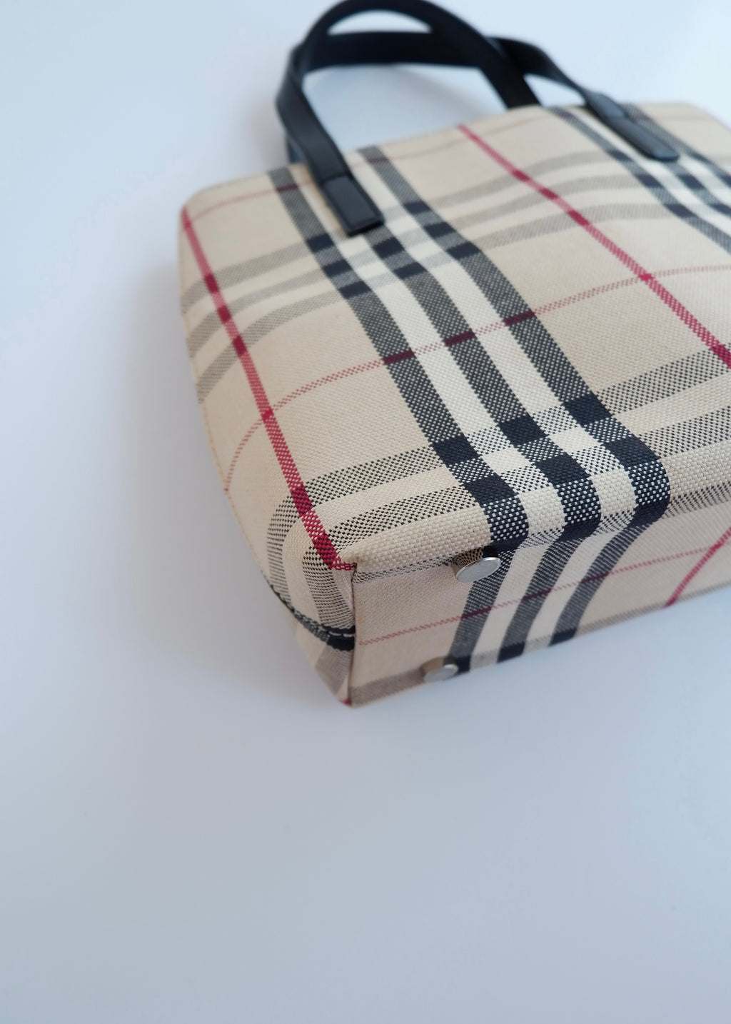 Sac à main Burberry d'occasion authentique en toile Nova Check avec poignée supérieure