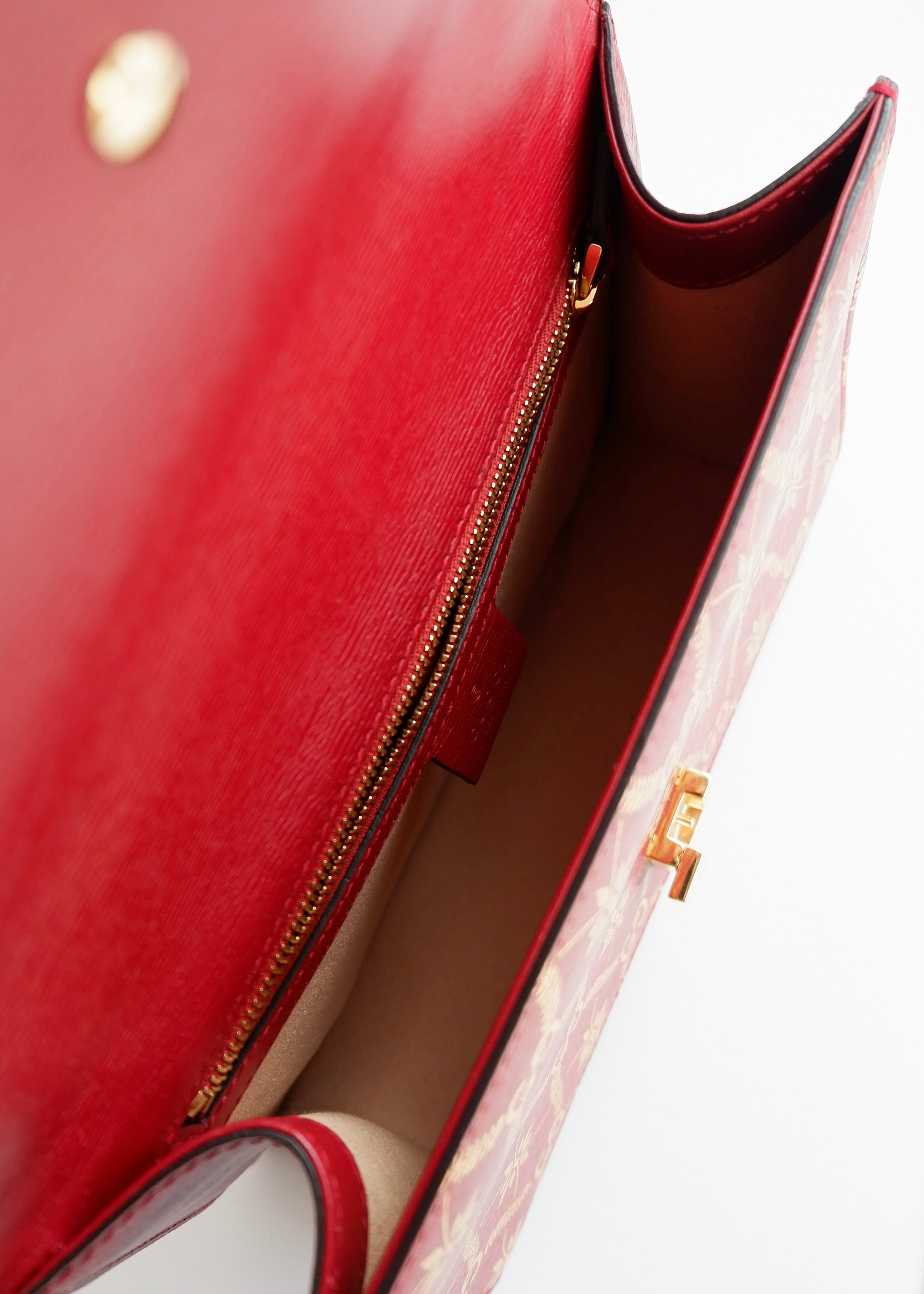 Authentic Preowned Gucci Red/Gold Leather Sylvie Bag