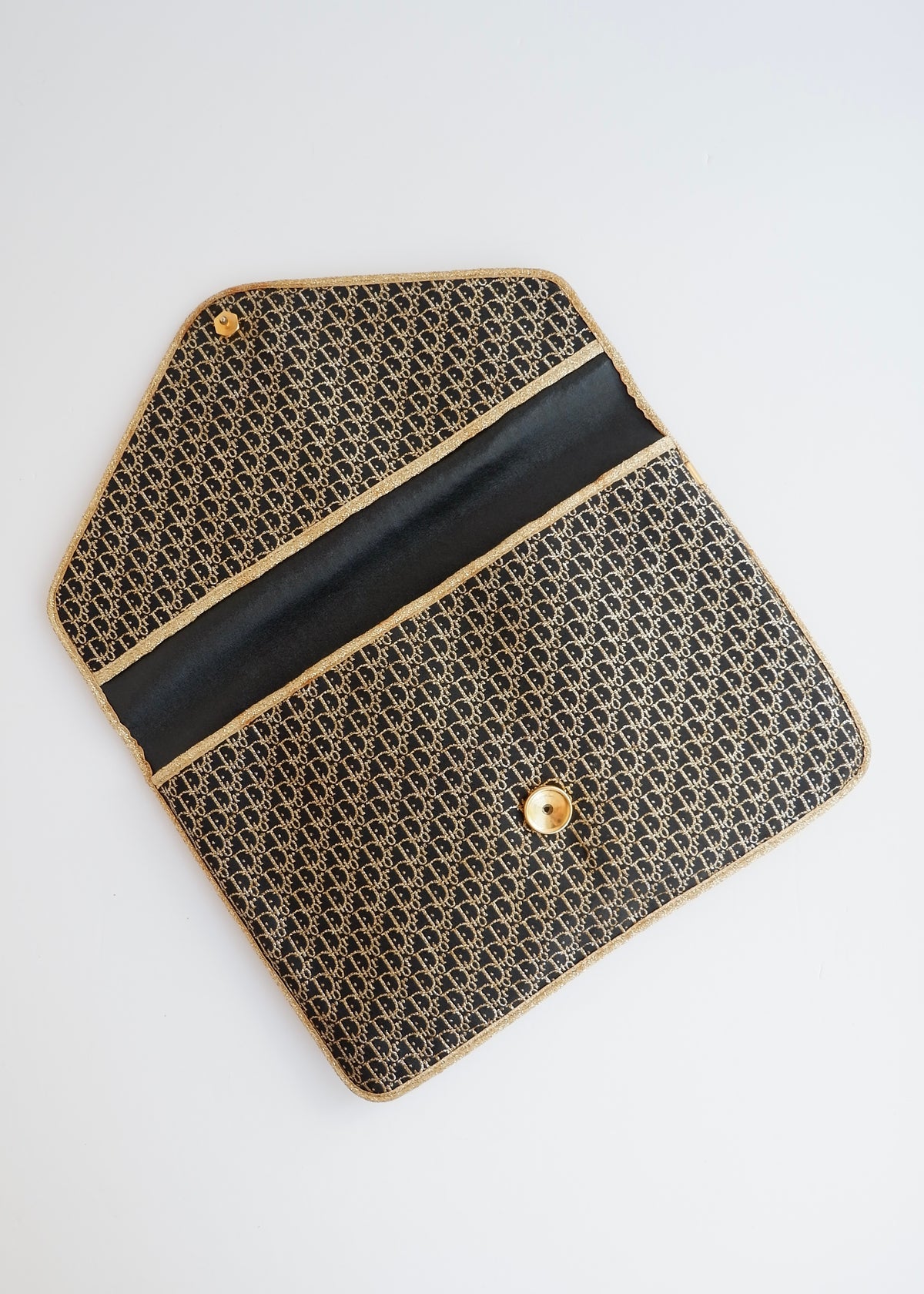 Preowned Vintage Christian Dior Navy/ Gold Fabric Pouch