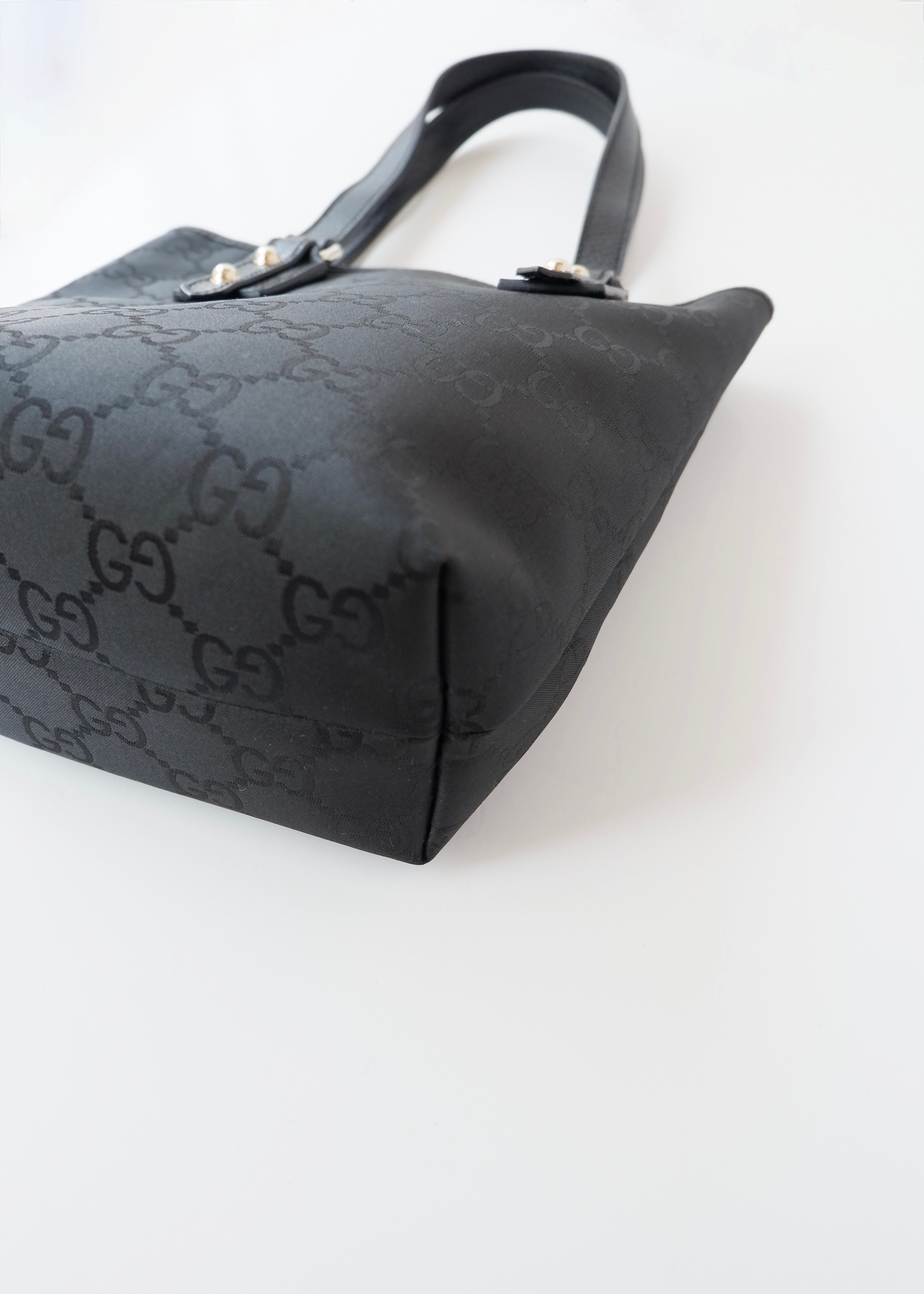 Preowned Gucci Black Large GG Canvas/Leather Shoulder Tote