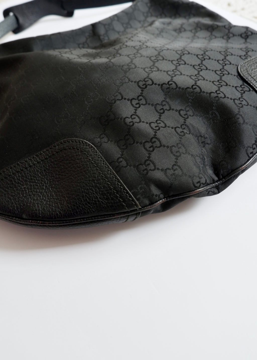 Authentic Preowned Gucci Nylon/Leather Hobo Shoulder Bag