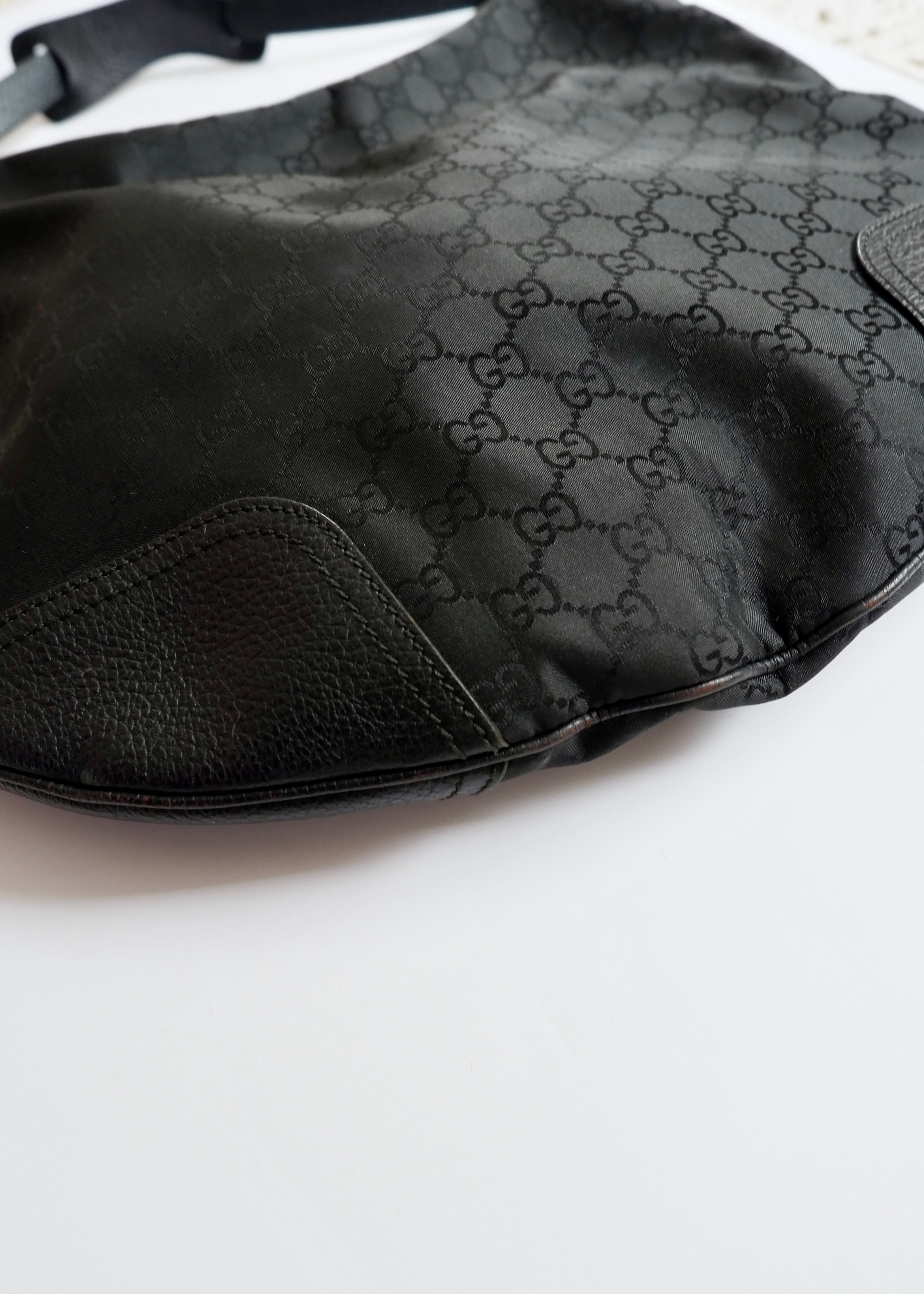 Authentic Preowned Gucci Nylon/Leather Hobo Shoulder Bag