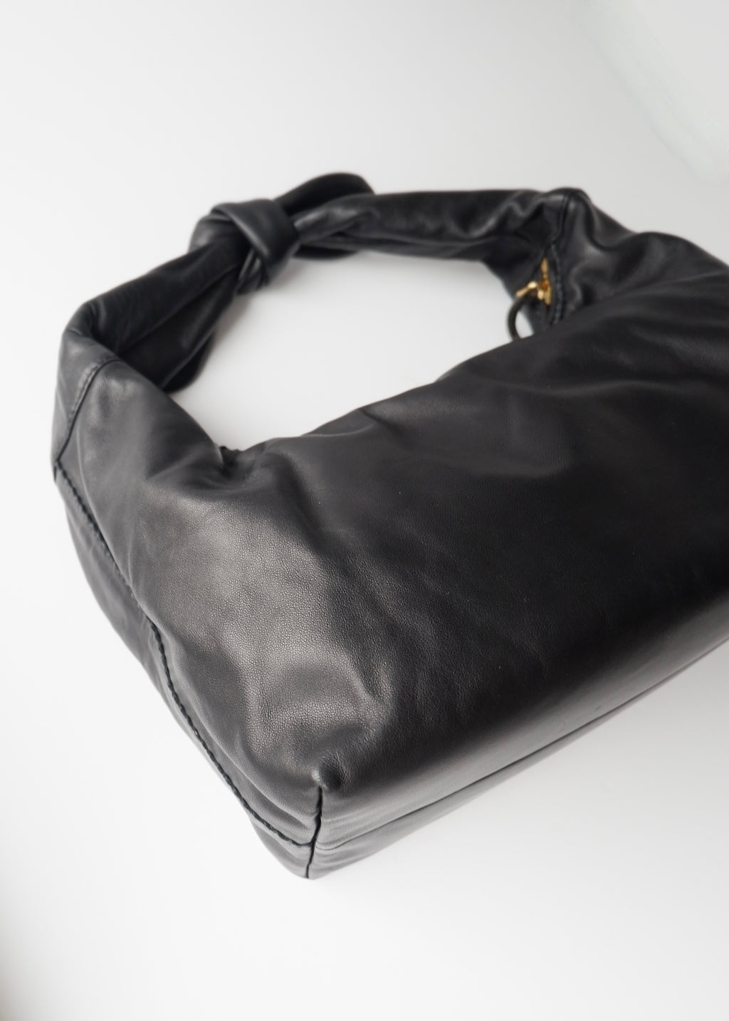 Preowned Loewe Black Leather Hobo Shoulder Bag