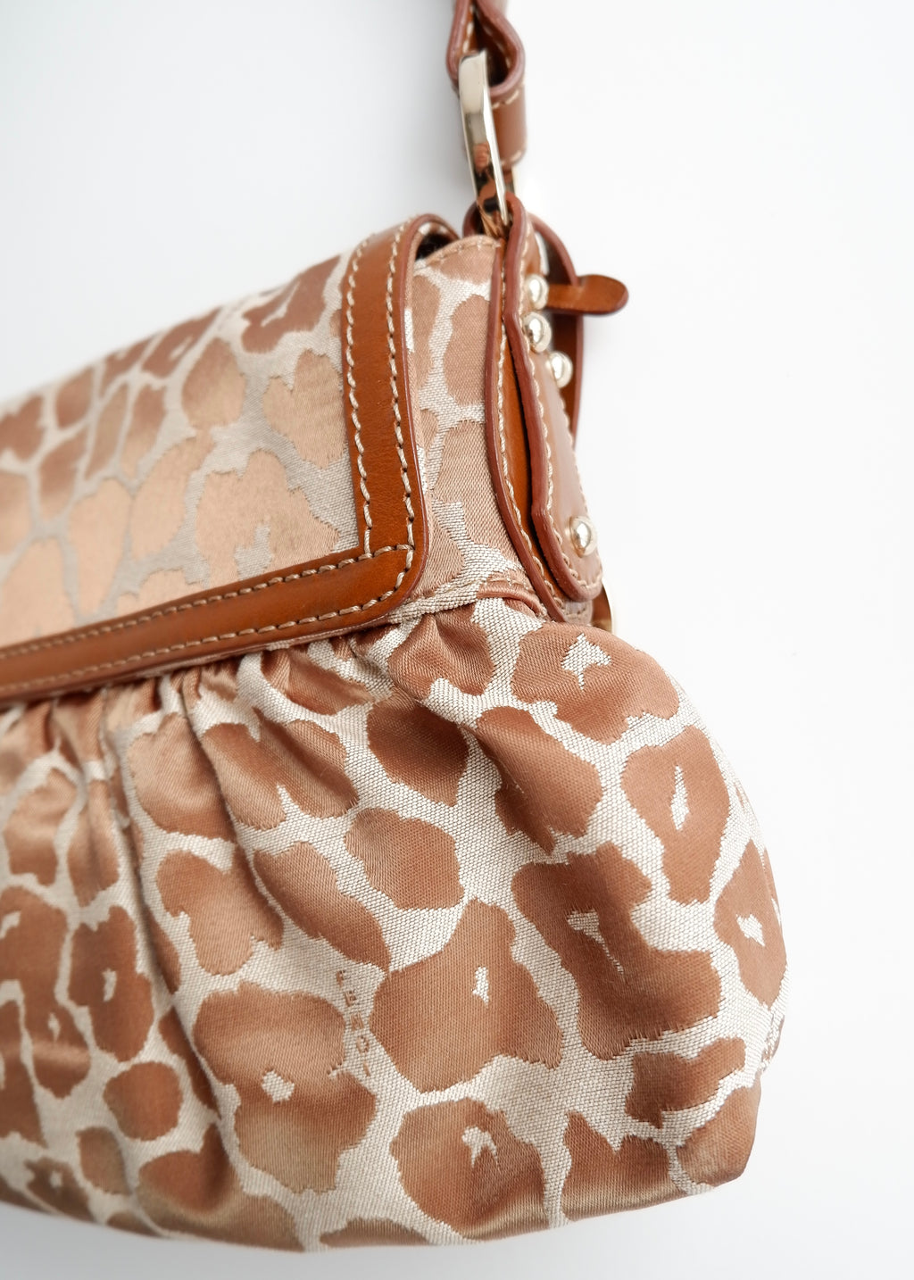 Authentic Preowned Fendi Brown Leopard Fabric Chef Shoulder Bag