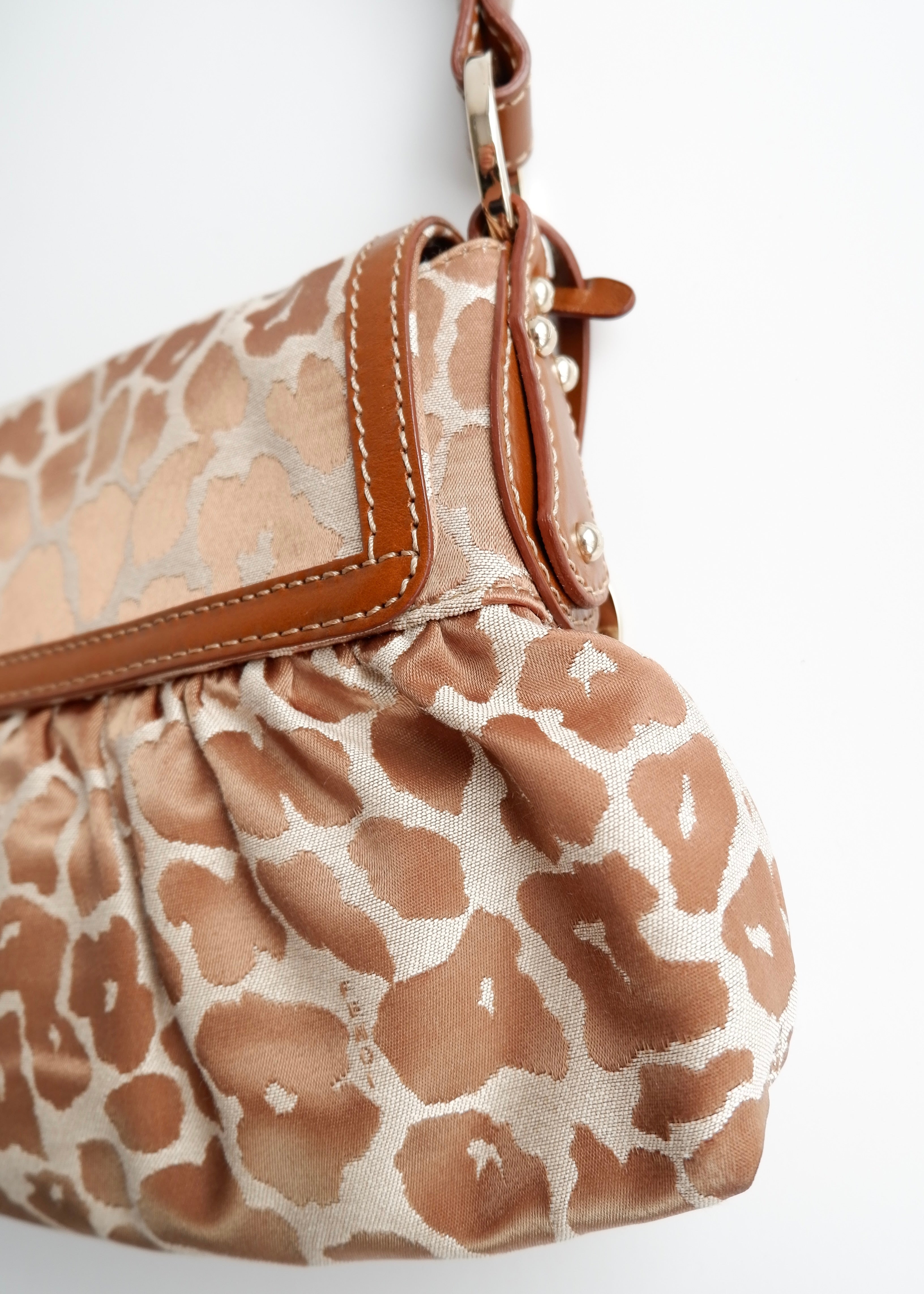 Authentic Preowned Fendi Brown Leopard Fabric Chef Shoulder Bag