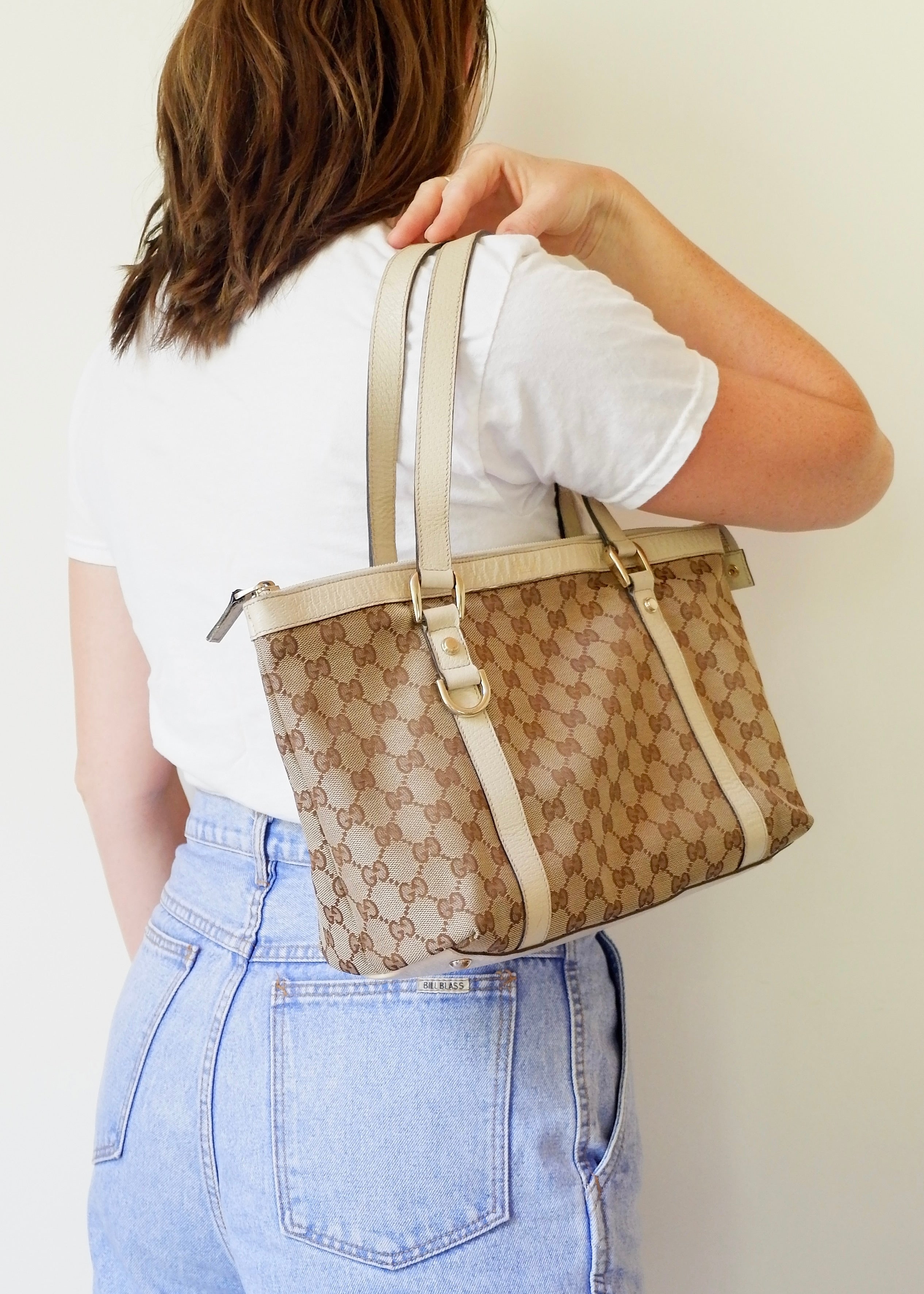 Authentic Preowned Gucci White GG Canvas Shoulder Bag
