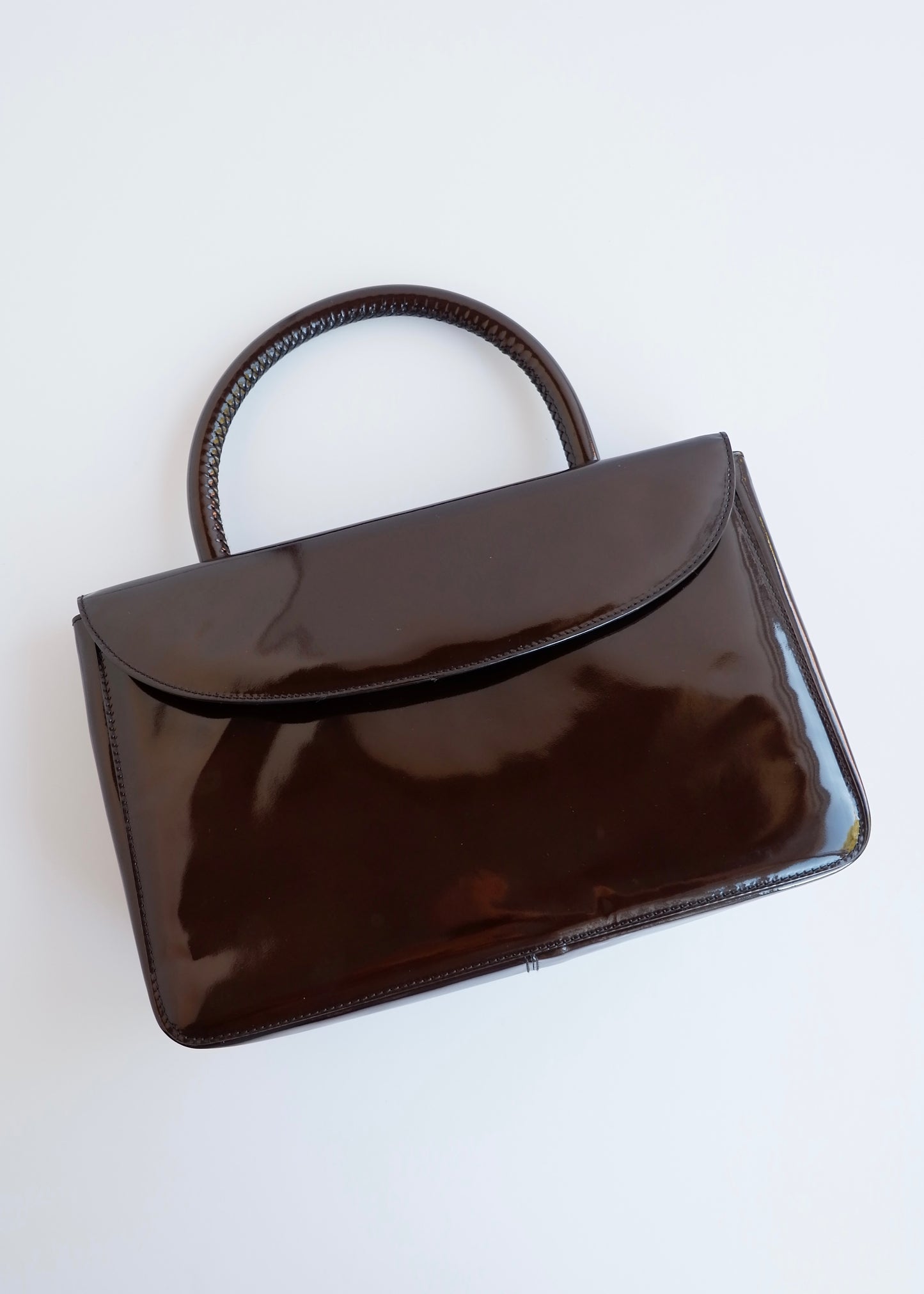Authentic Preowned Prada Brown Patent Leather Top Handle Bag
