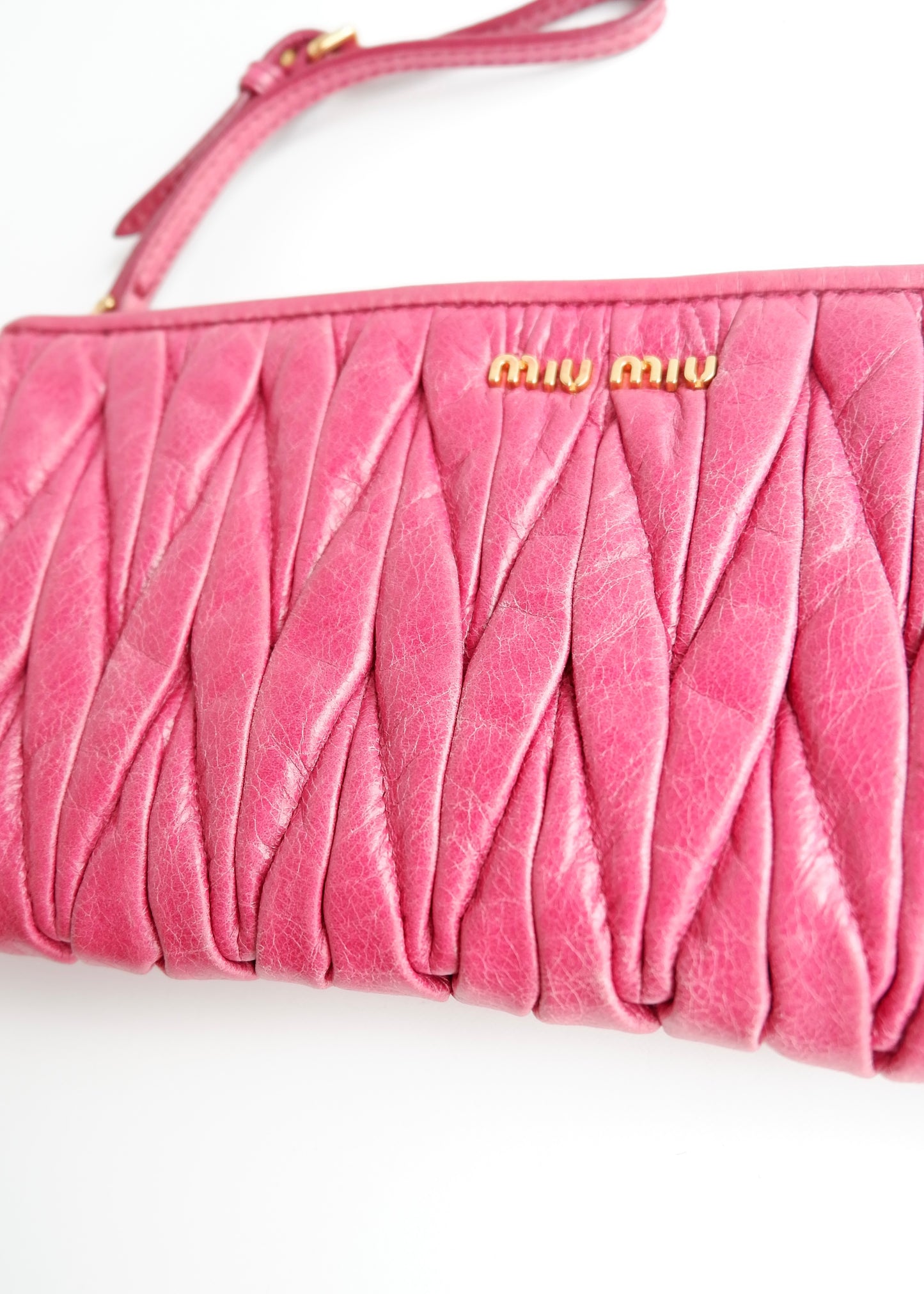 Authentic Preowned Miu Miu Pink Leather Wristlet Clutch