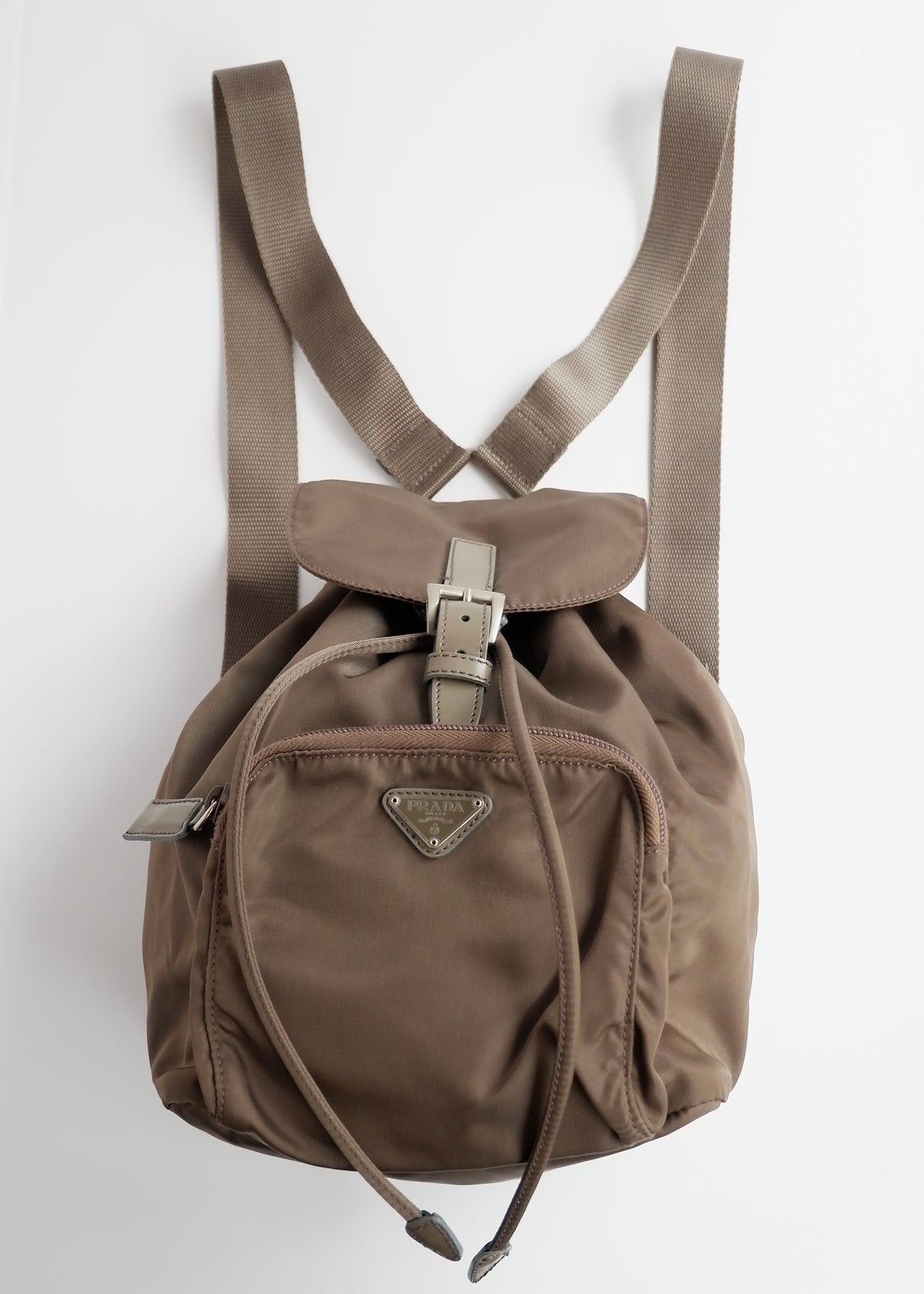 Preowned Prada Khaki Nylon Small Backpack