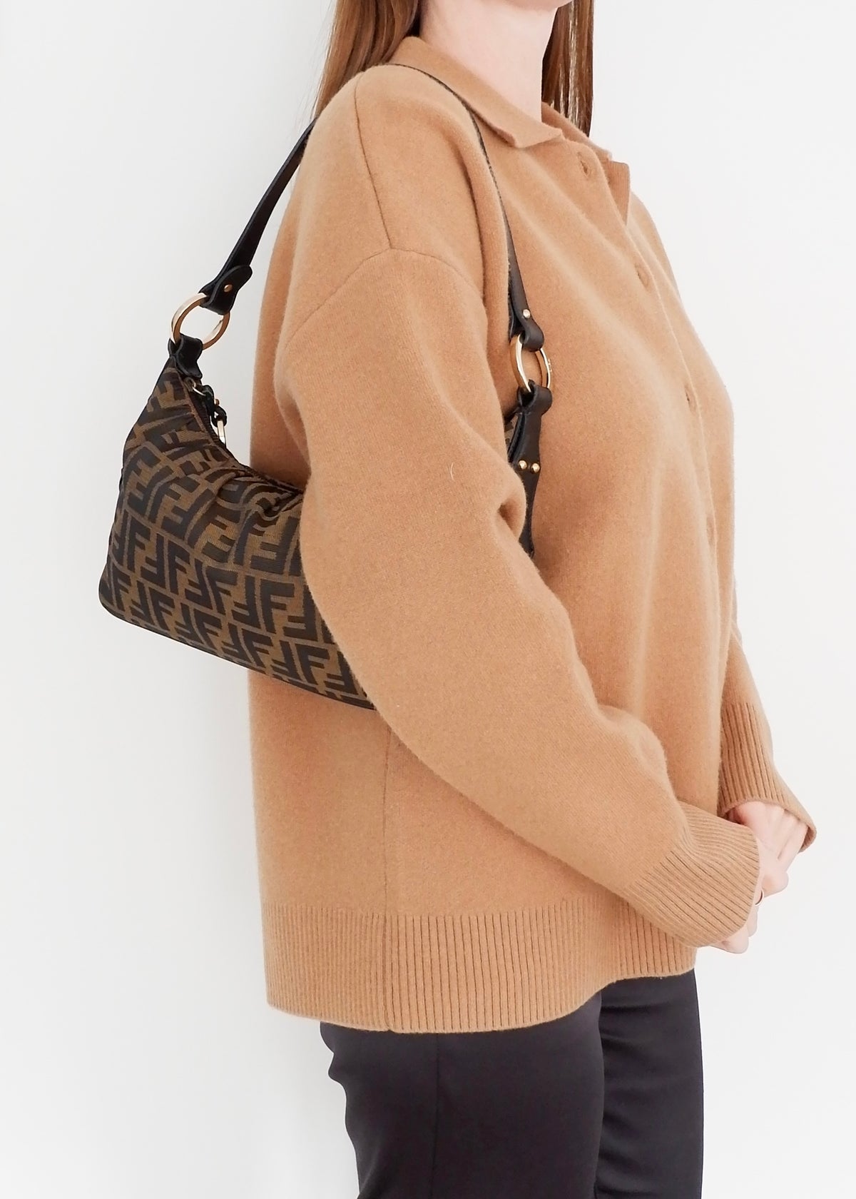 Preowned Fendi Brown Zucca Hobo Shoulder Bag
