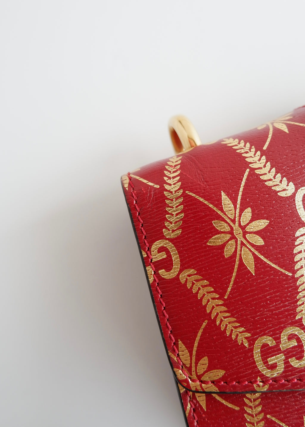 Authentic Preowned Gucci Red/Gold Leather Sylvie Bag