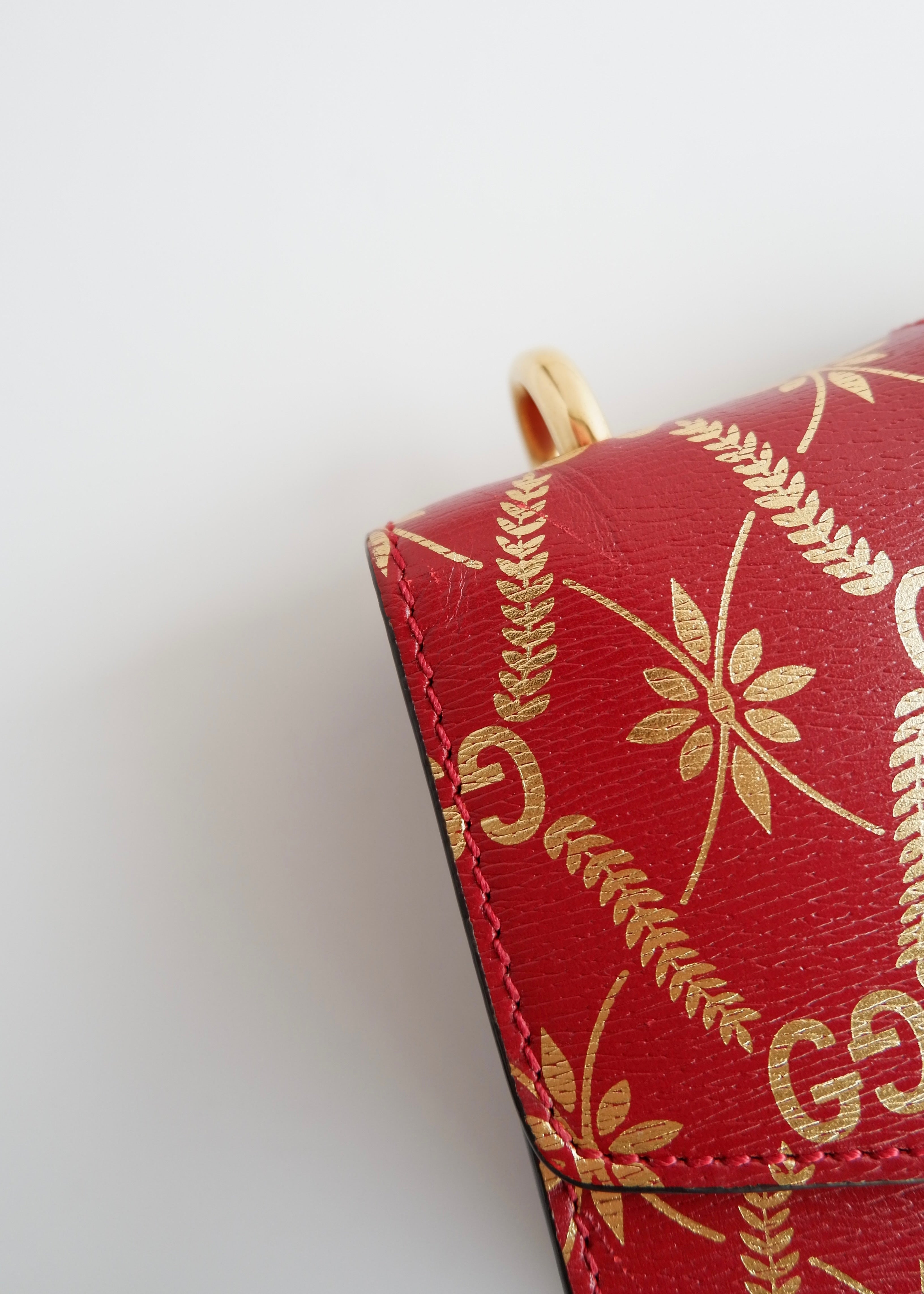 Authentic Preowned Gucci Red/Gold Leather Sylvie Bag