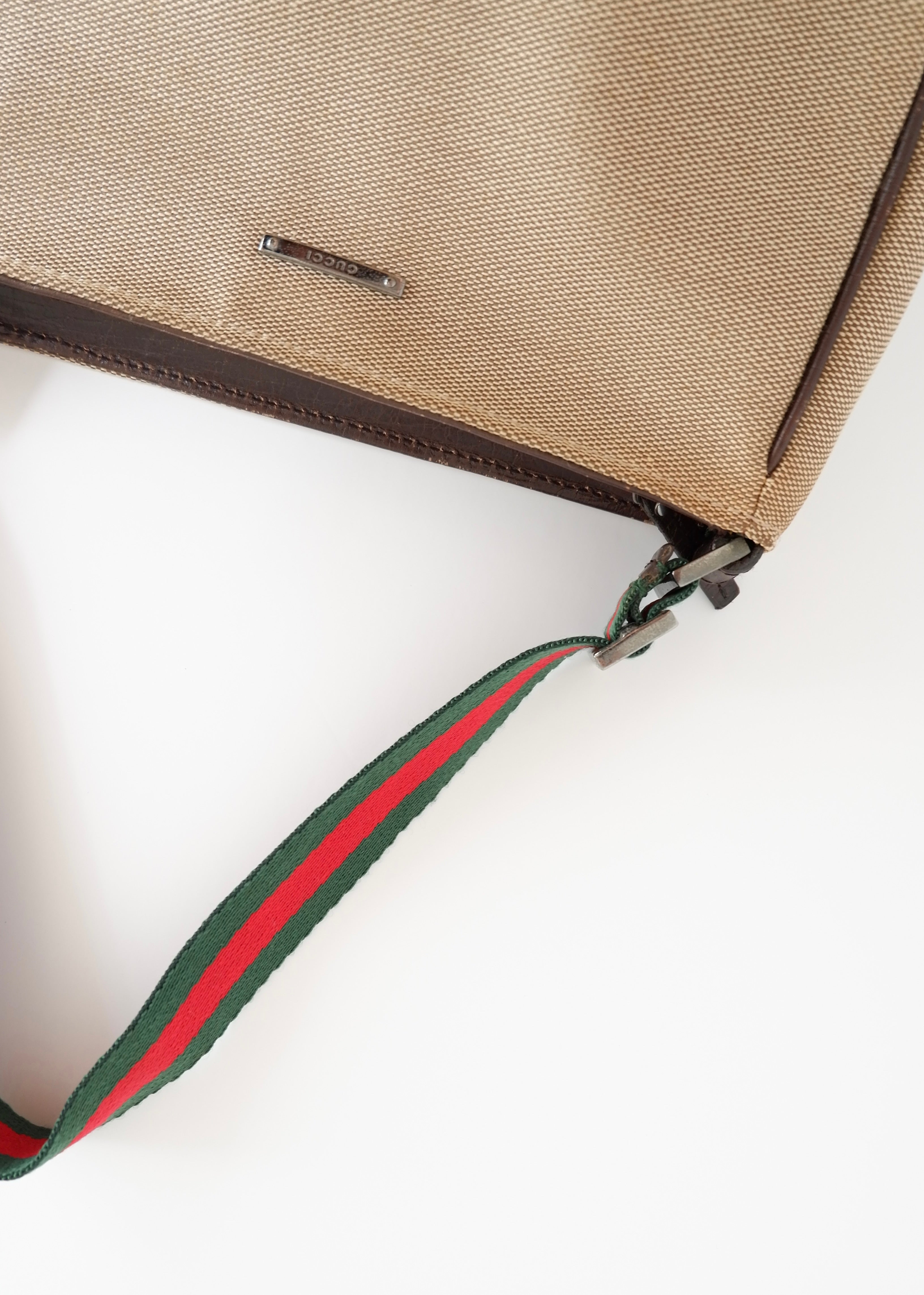 Authentic Preowned Gucci Beige Sherry Line Shoulder Bag