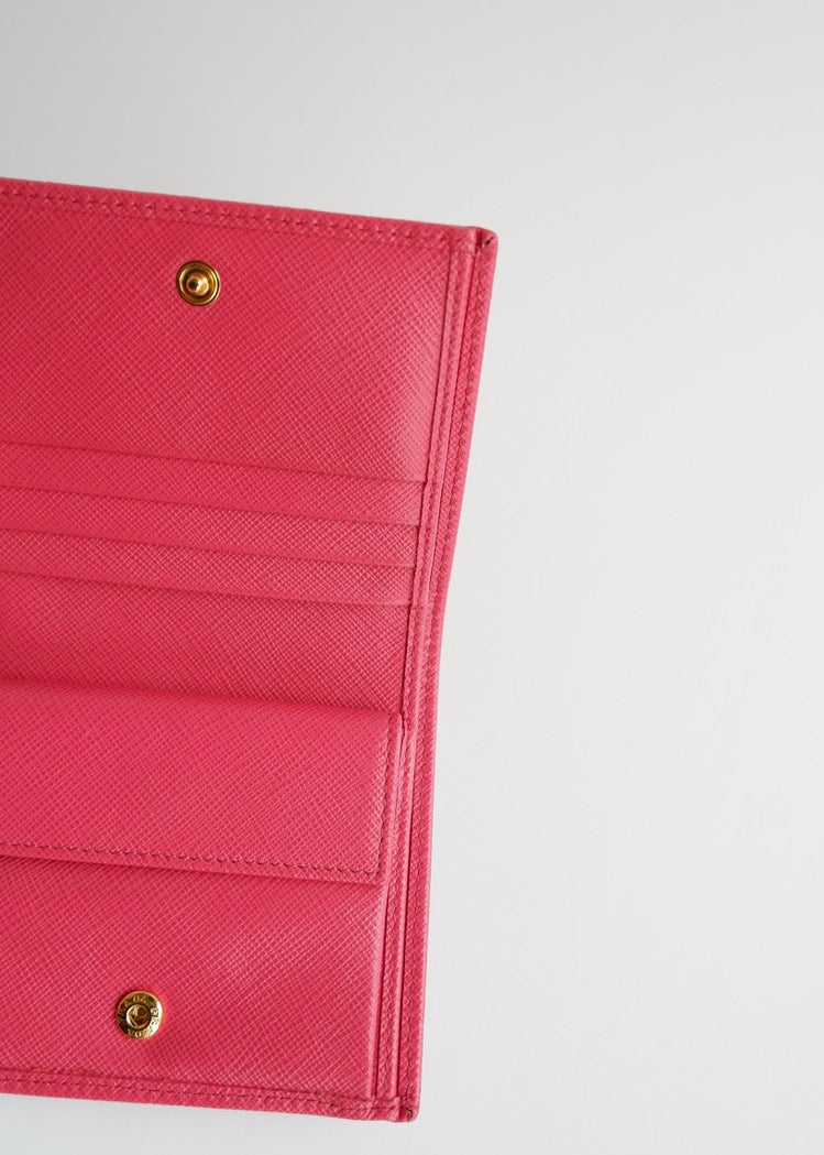 Authentic Preowned Prada Bright Pink Saffiano Leather Bi Fold Wallet